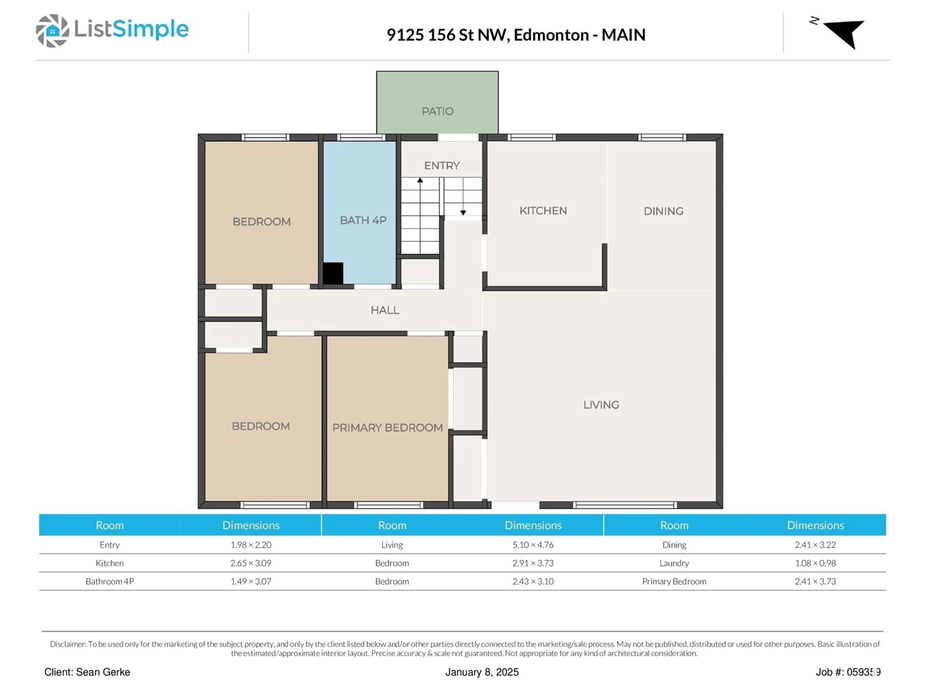 Floor plan for 9125 156 ST NW, Edmonton Alberta T5R1Y9