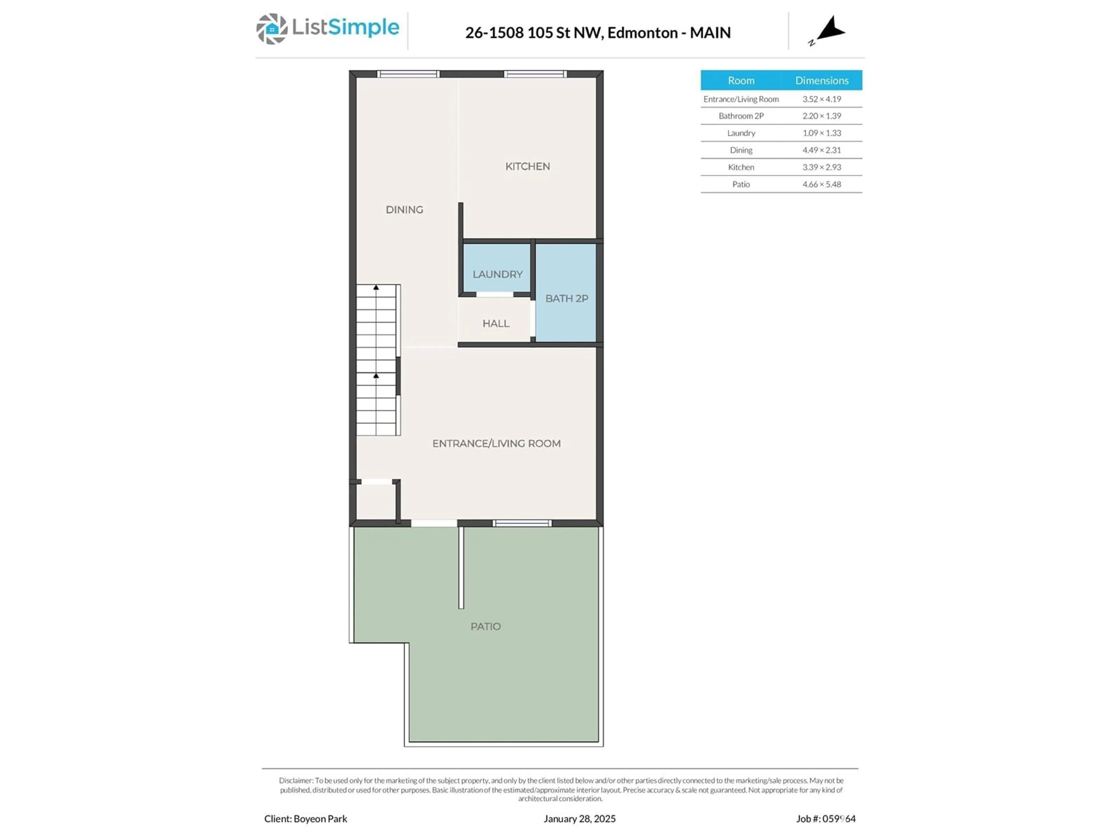 Floor plan for #26 1508 105 ST NW NW, Edmonton Alberta T6J5R8