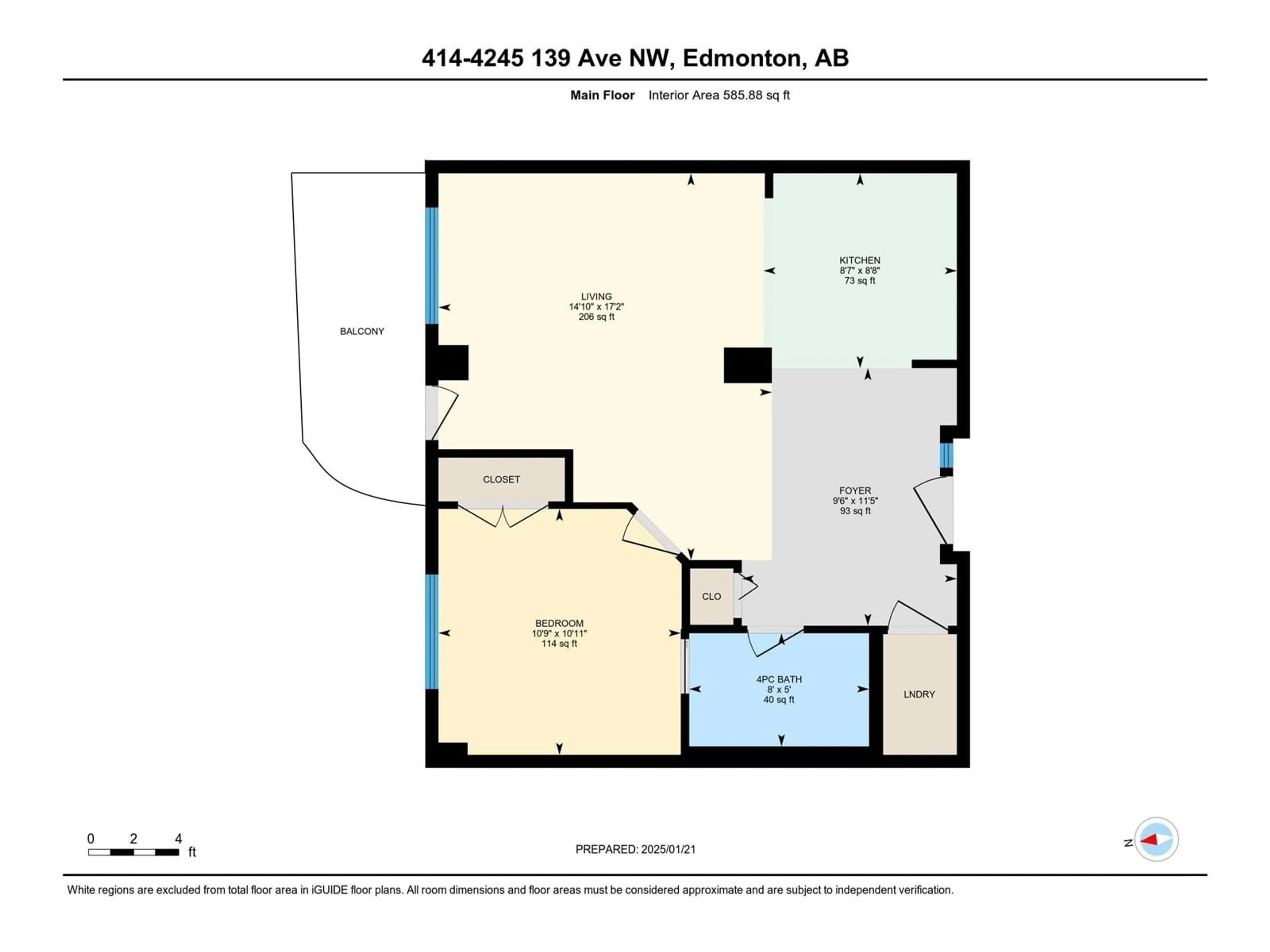 Floor plan for #2-414 4245 139 AV NW, Edmonton Alberta T5Y3E8