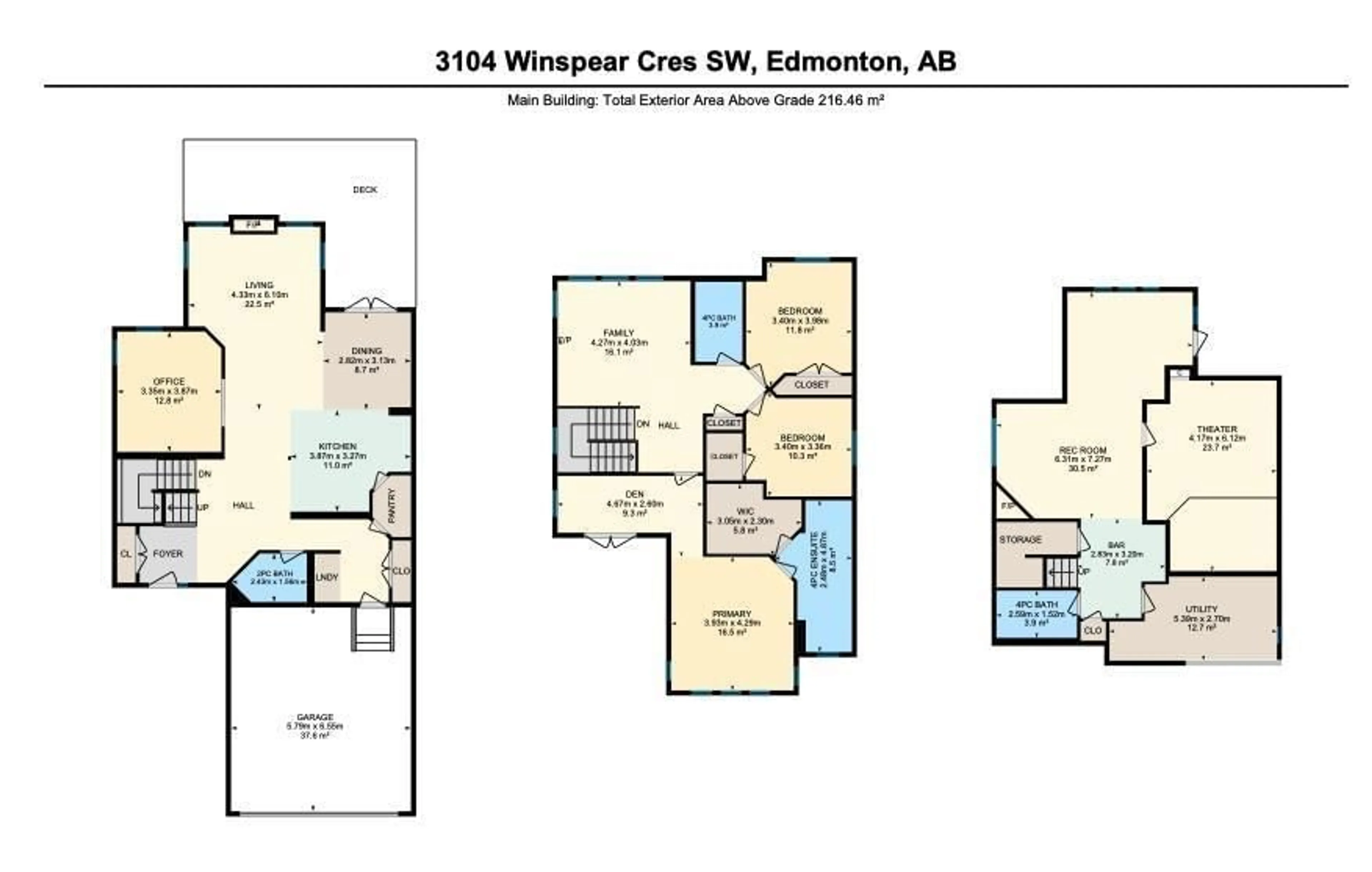 Floor plan for 3104 WINSPEAR CR SW, Edmonton Alberta T6X1P3