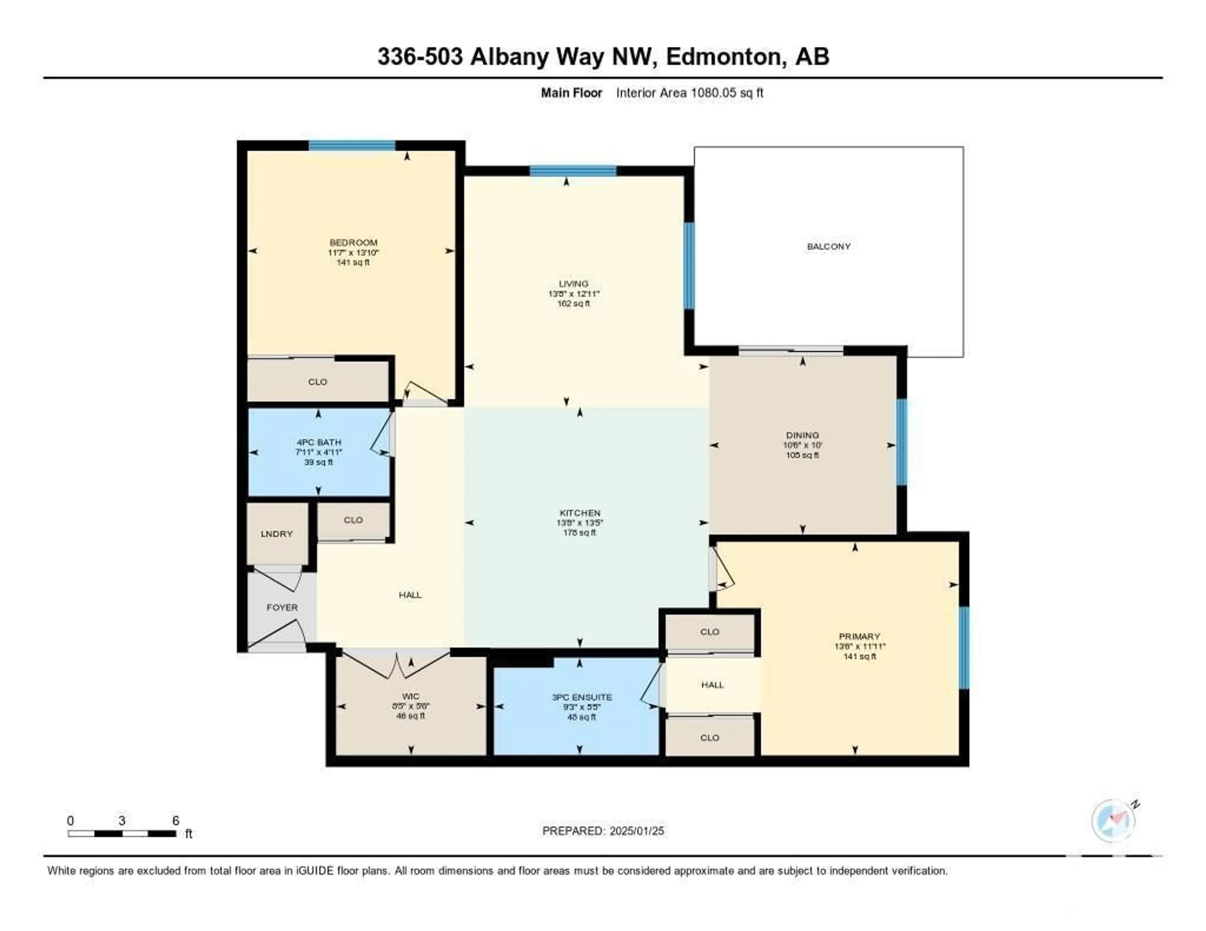 Floor plan for #336 503 ALBANY WY NW, Edmonton Alberta T6V0M5