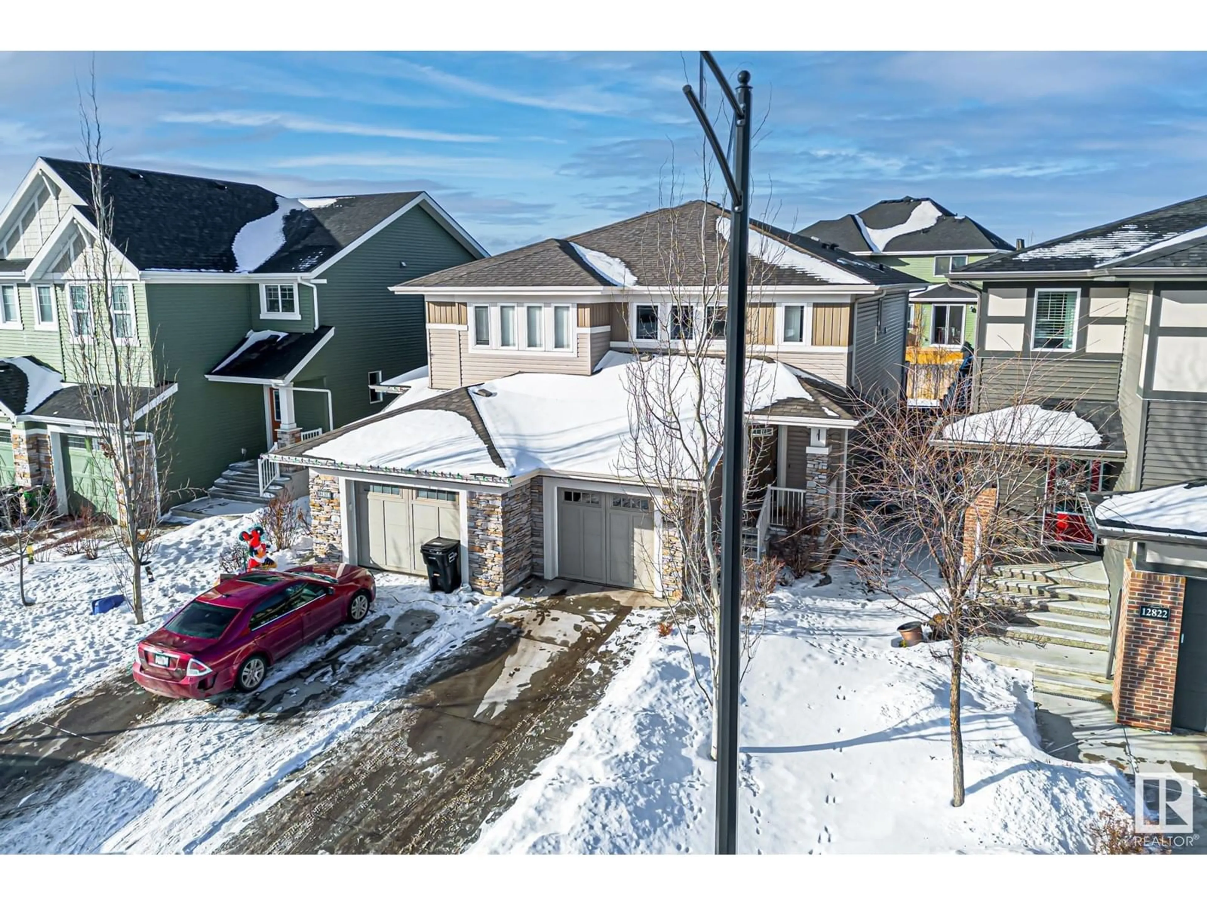 A pic from outside/outdoor area/front of a property/back of a property/a pic from drone, street for 12820 205 ST NW, Edmonton Alberta T5S0E1