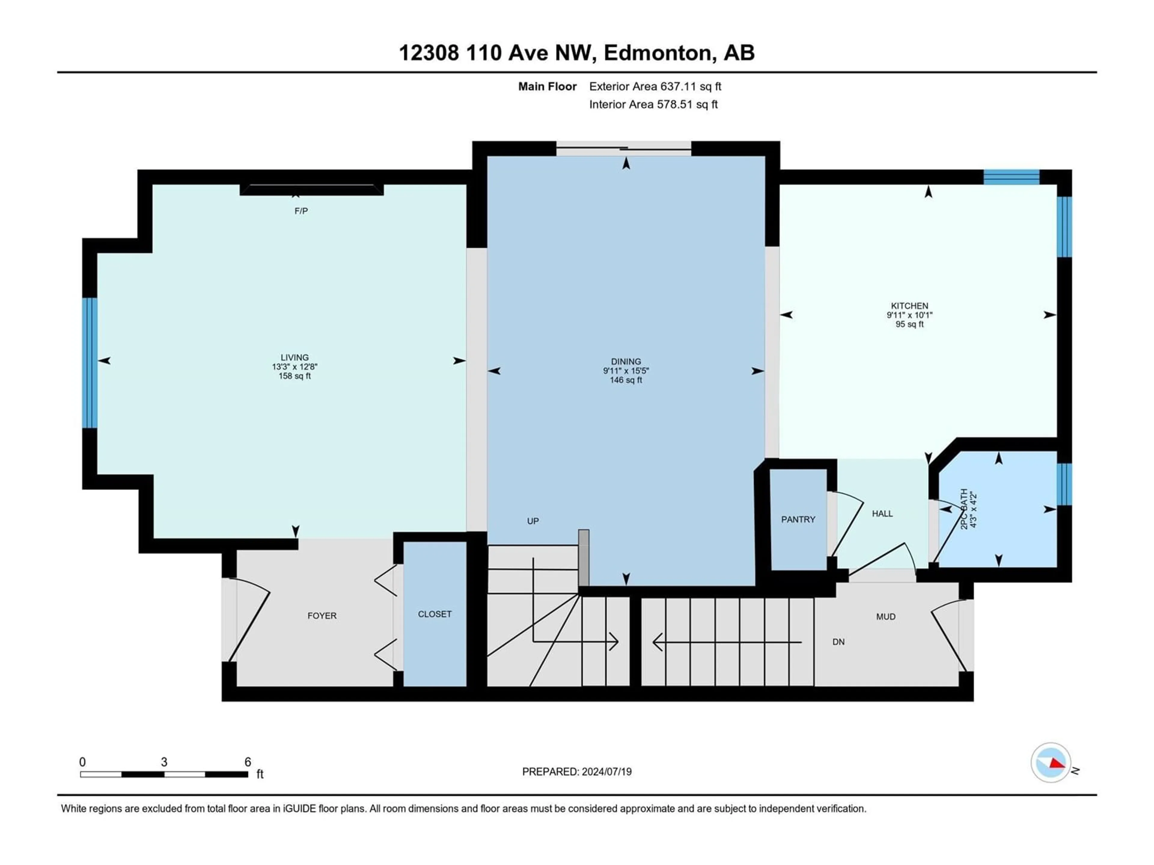 Floor plan for 12308 110 AV NW, Edmonton Alberta T5M1W1