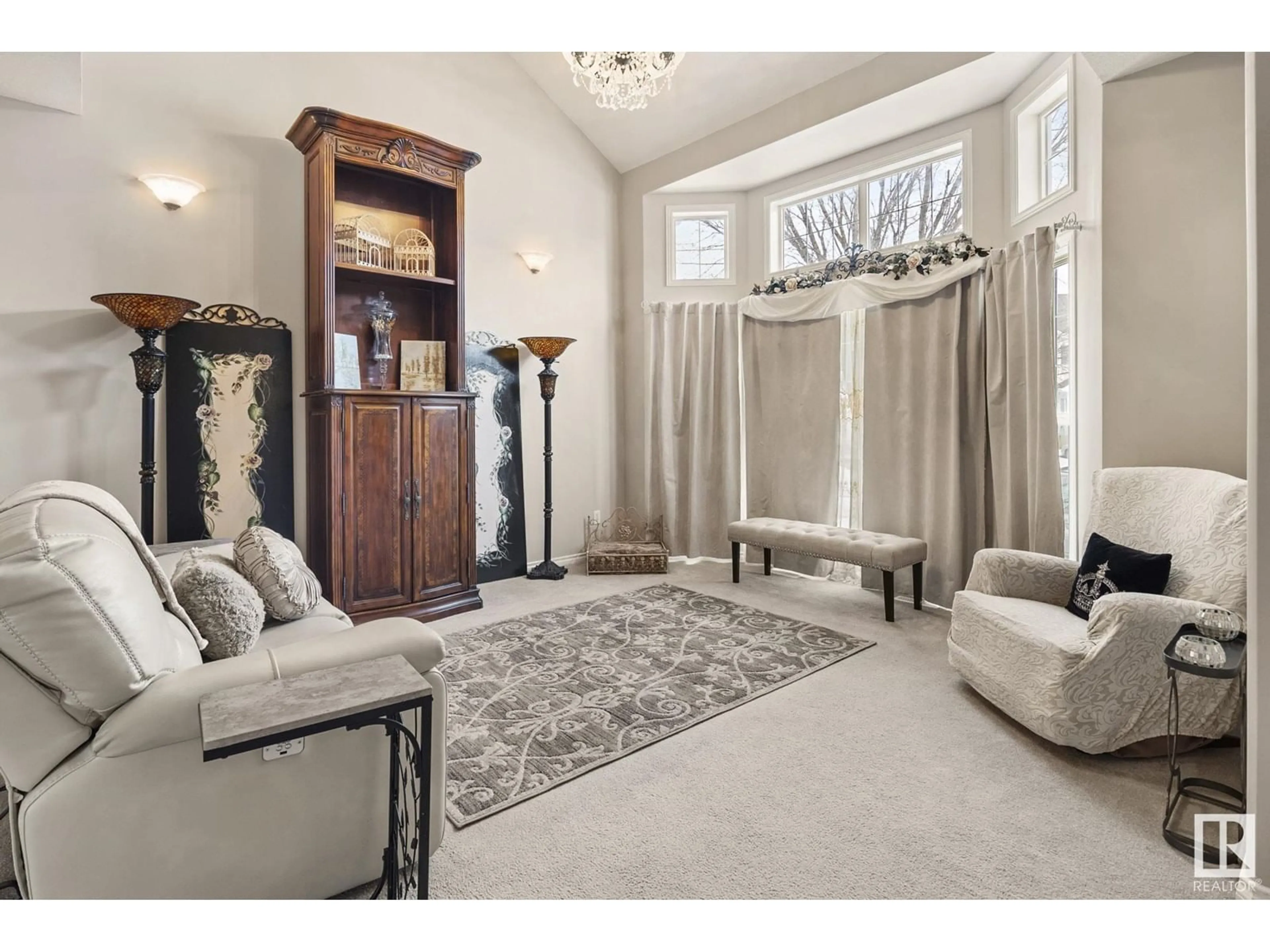 Living room with furniture, carpet floor for #47 1780 GLASTONBURY BV NW, Edmonton Alberta T5T6P9