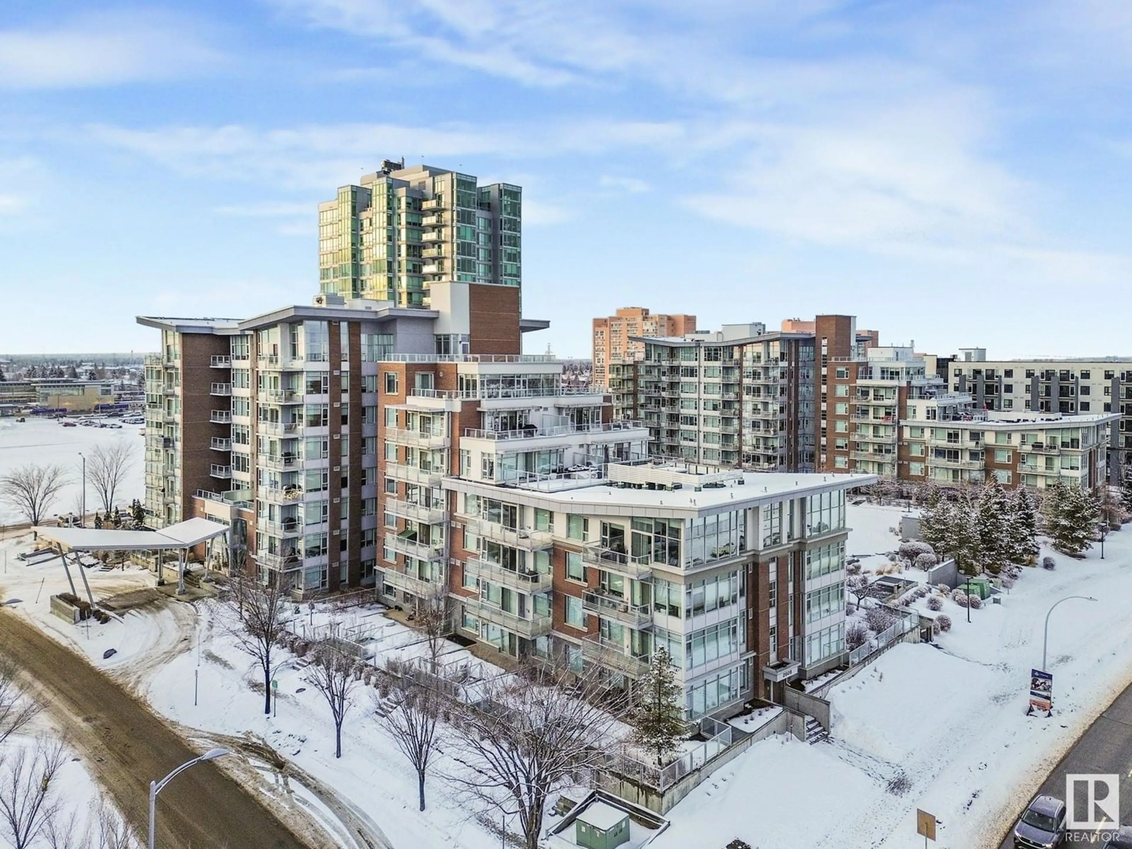 A pic from outside/outdoor area/front of a property/back of a property/a pic from drone, city buildings view from balcony for #210 2606 109 ST NW, Edmonton Alberta T6J3S9