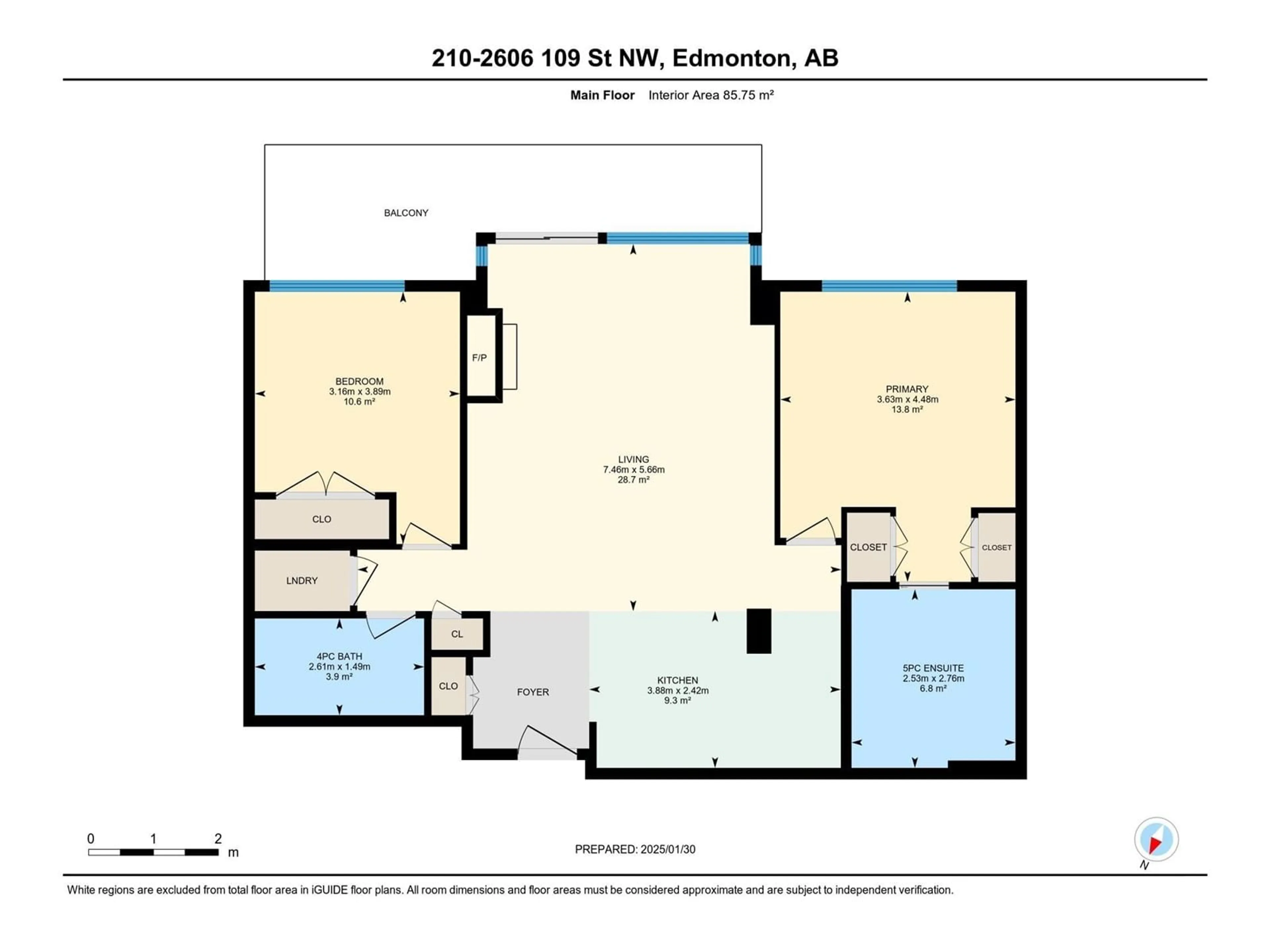 Floor plan for #210 2606 109 ST NW, Edmonton Alberta T6J3S9