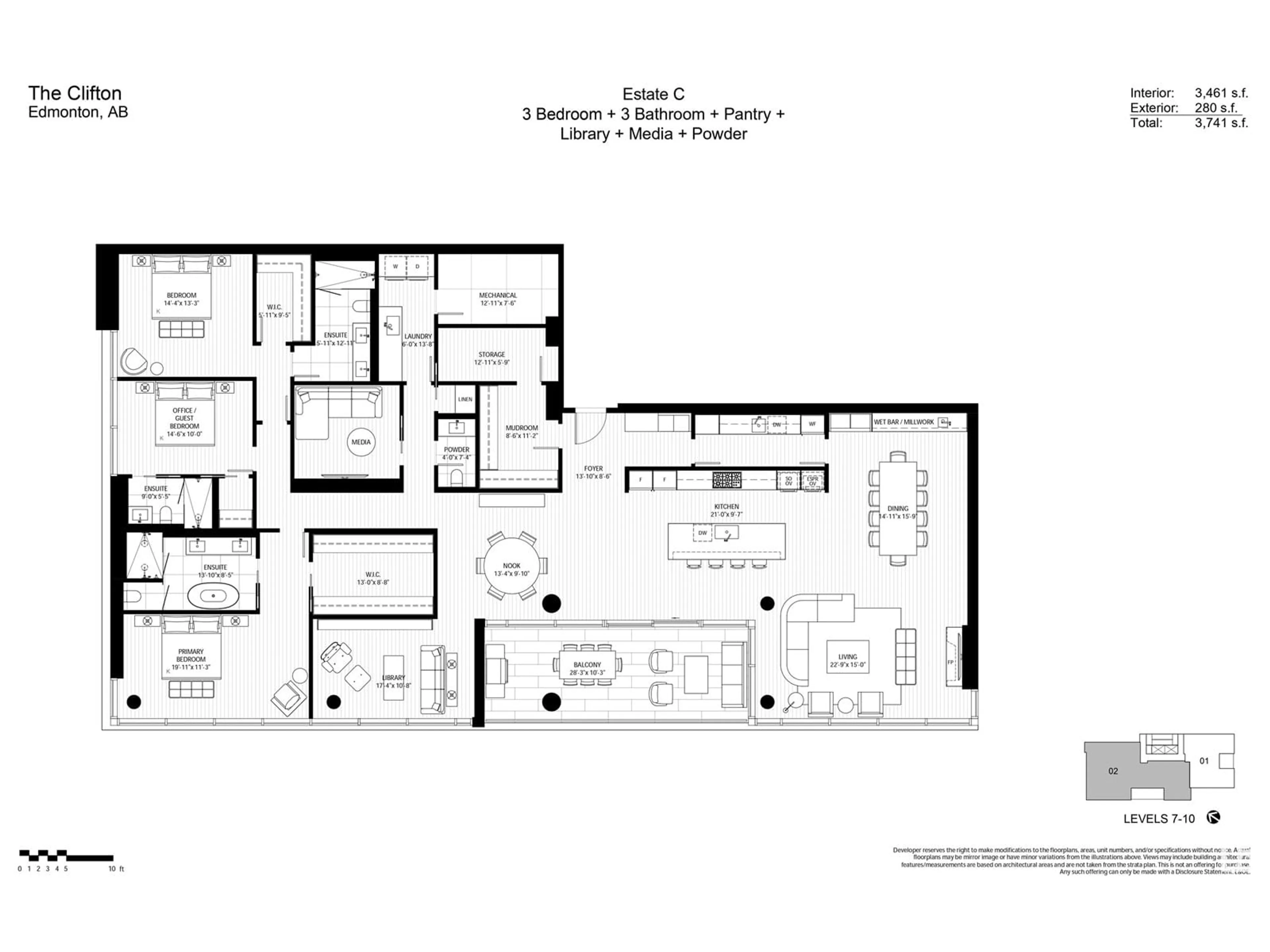 Floor plan for #902 10143 CLIFTON PL NW, Edmonton Alberta T5H0E7