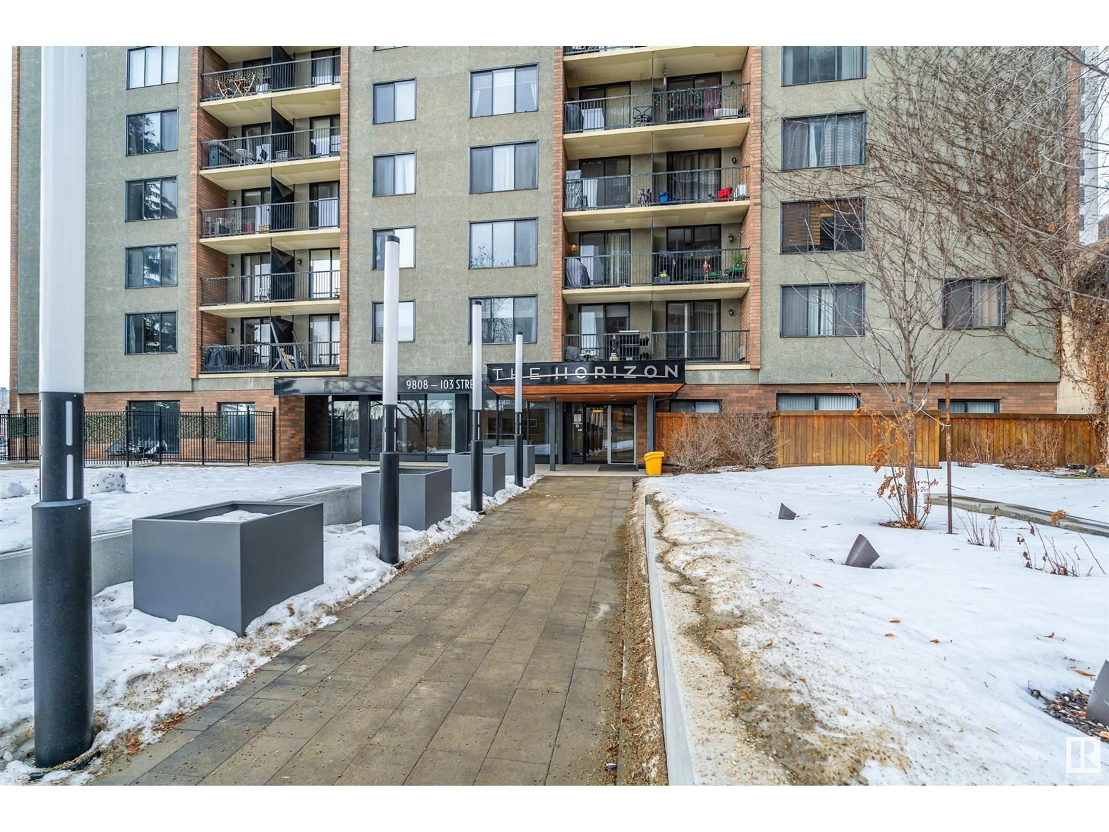 Patio, street for #203 9808 103 ST NW, Edmonton Alberta T5K2G4