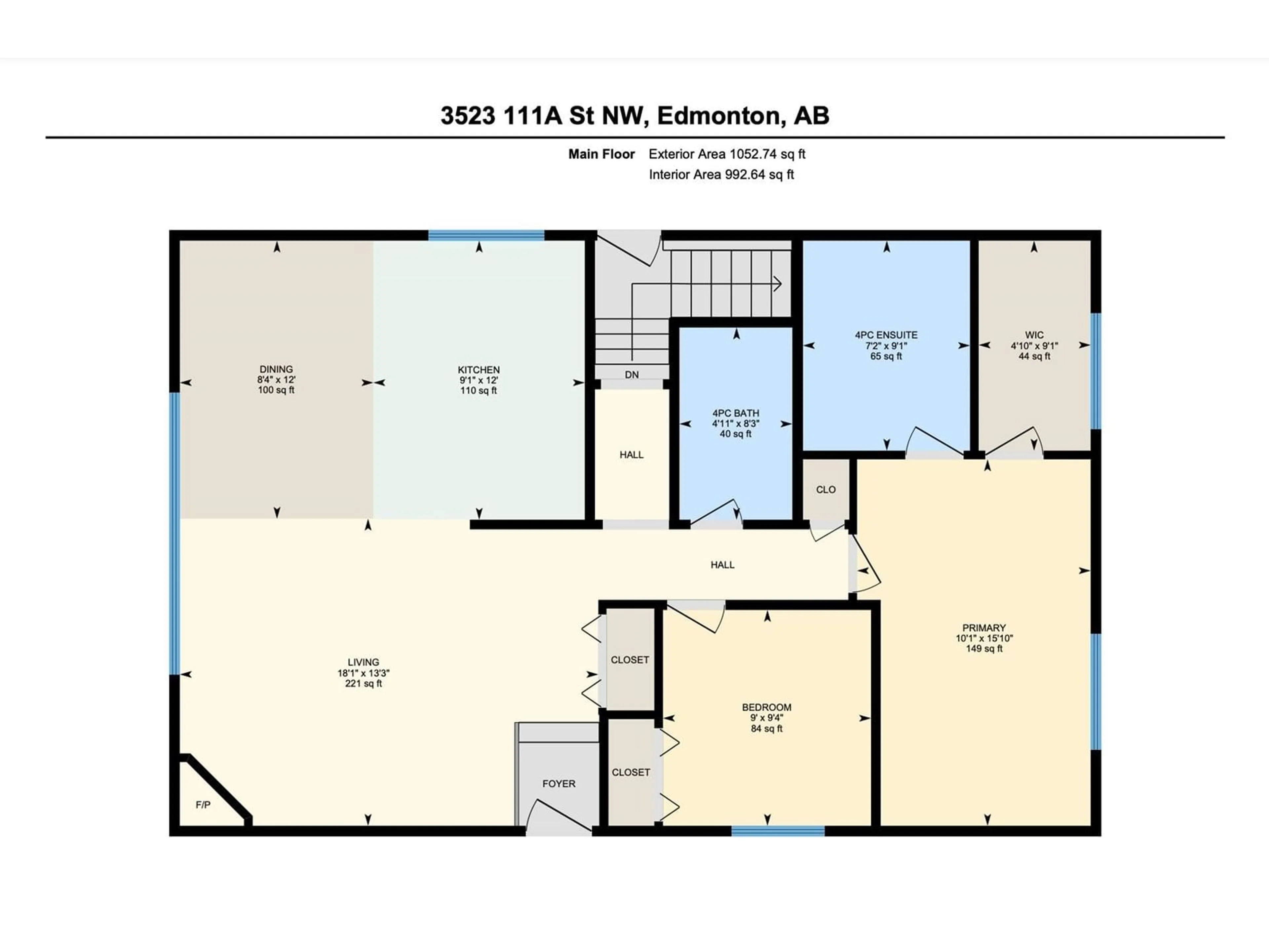 Floor plan for 3523 111A ST NW, Edmonton Alberta T6J1E9