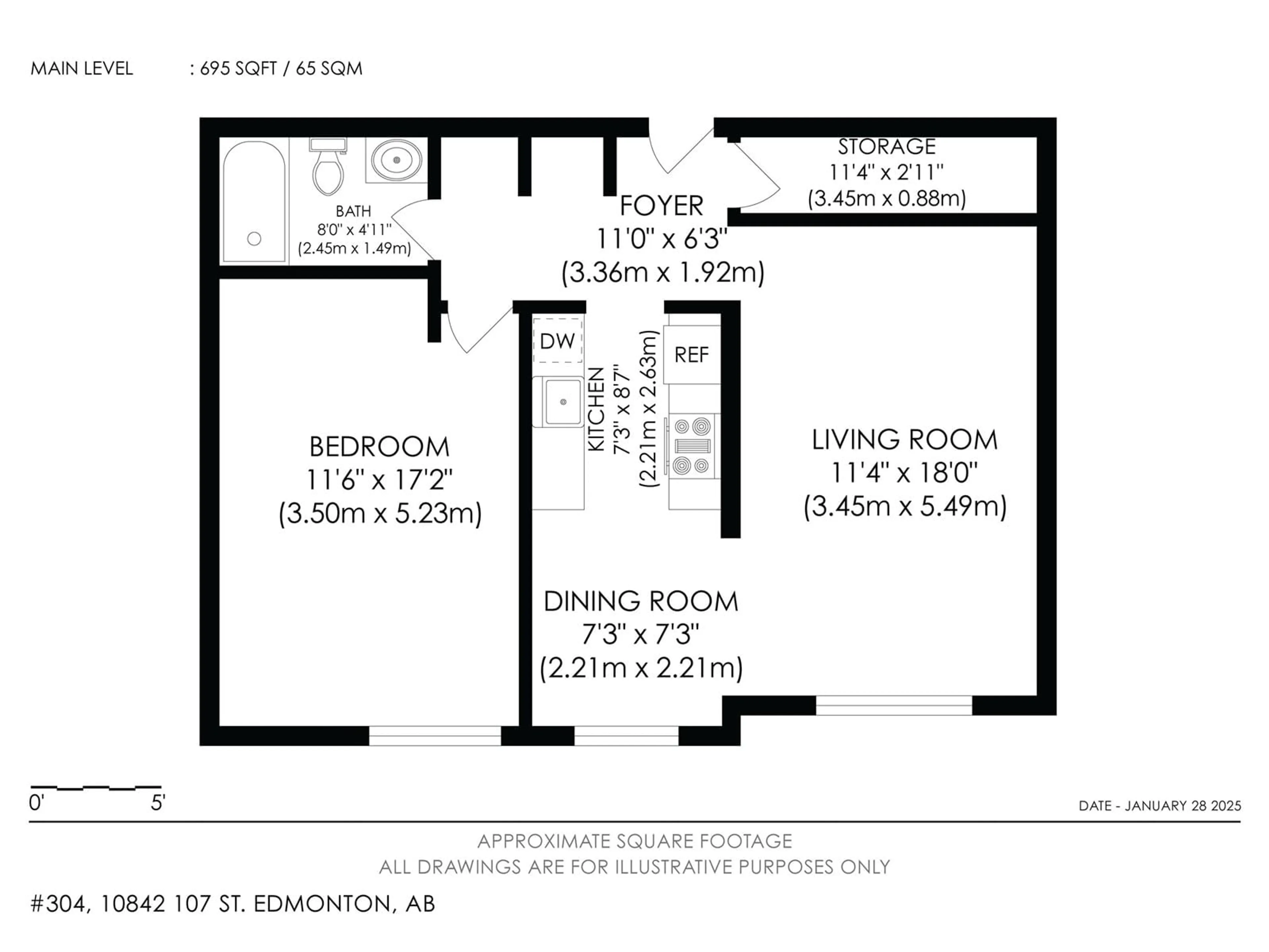 Floor plan for #304 10842 107 ST NW, Edmonton Alberta T5H2Z3