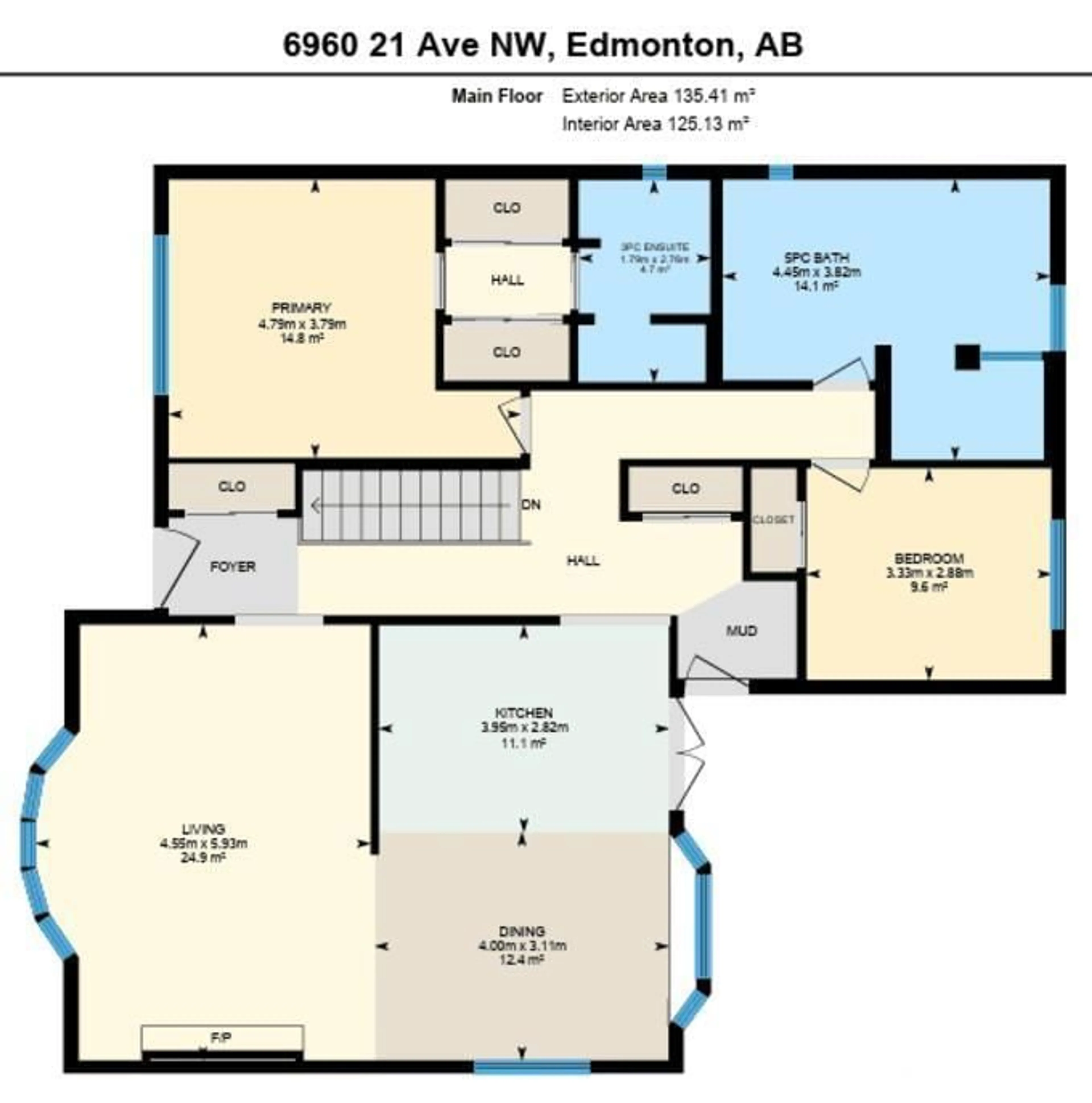 Floor plan for 6960 21 AV NW, Edmonton Alberta T6K2H4