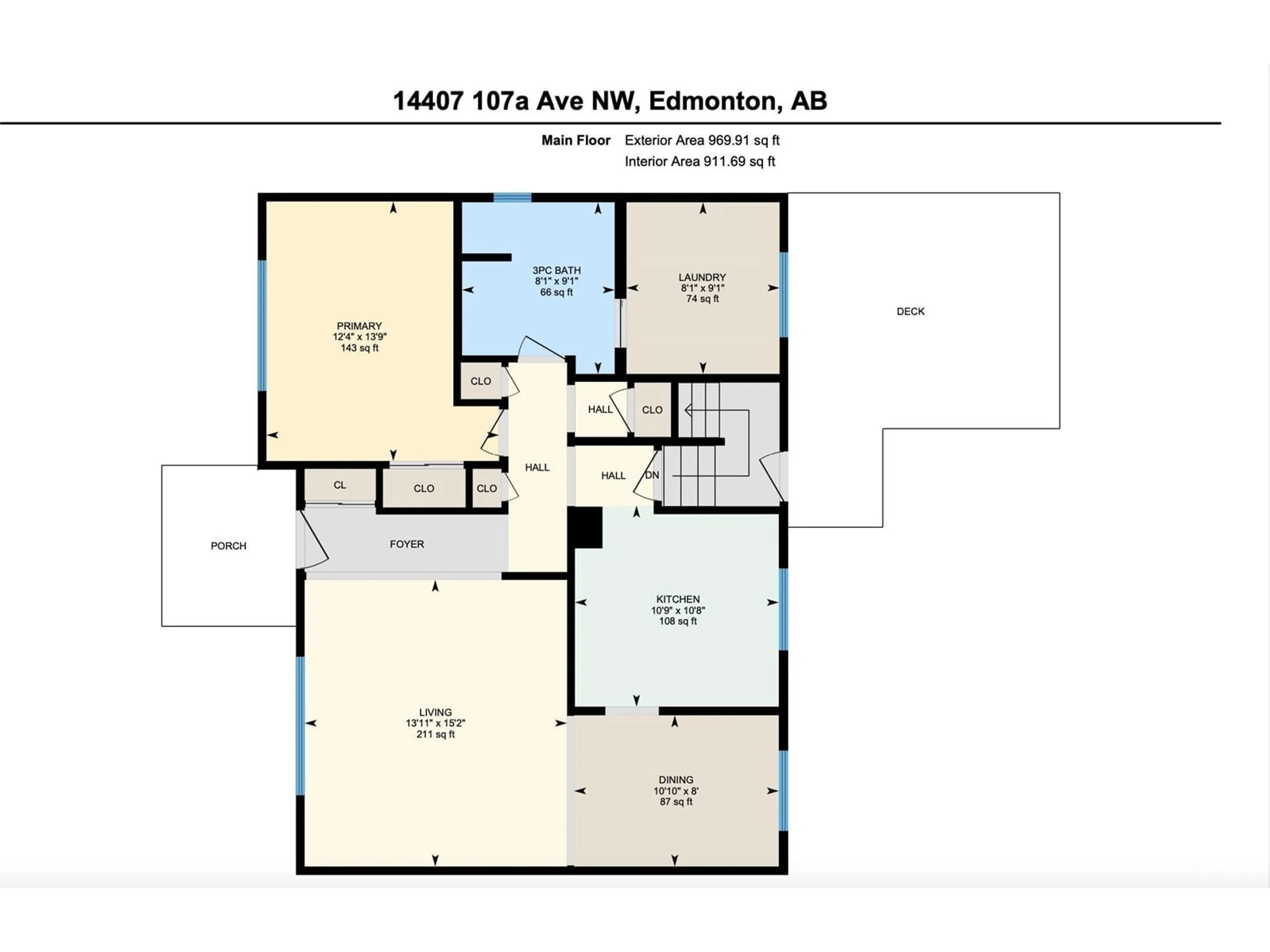 Floor plan for 14407 107A AV NW, Edmonton Alberta T5N1G3