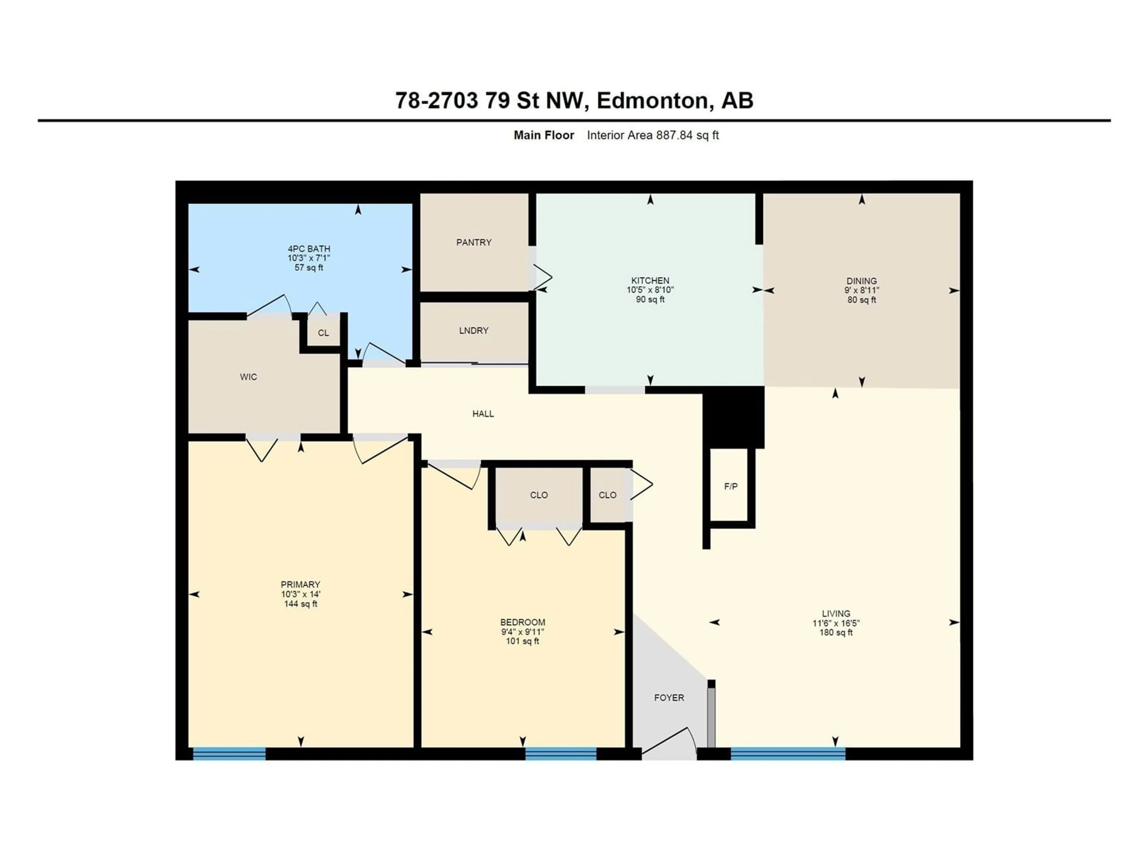 Floor plan for #78 2703 79 ST NW, Edmonton Alberta T6K3Z6