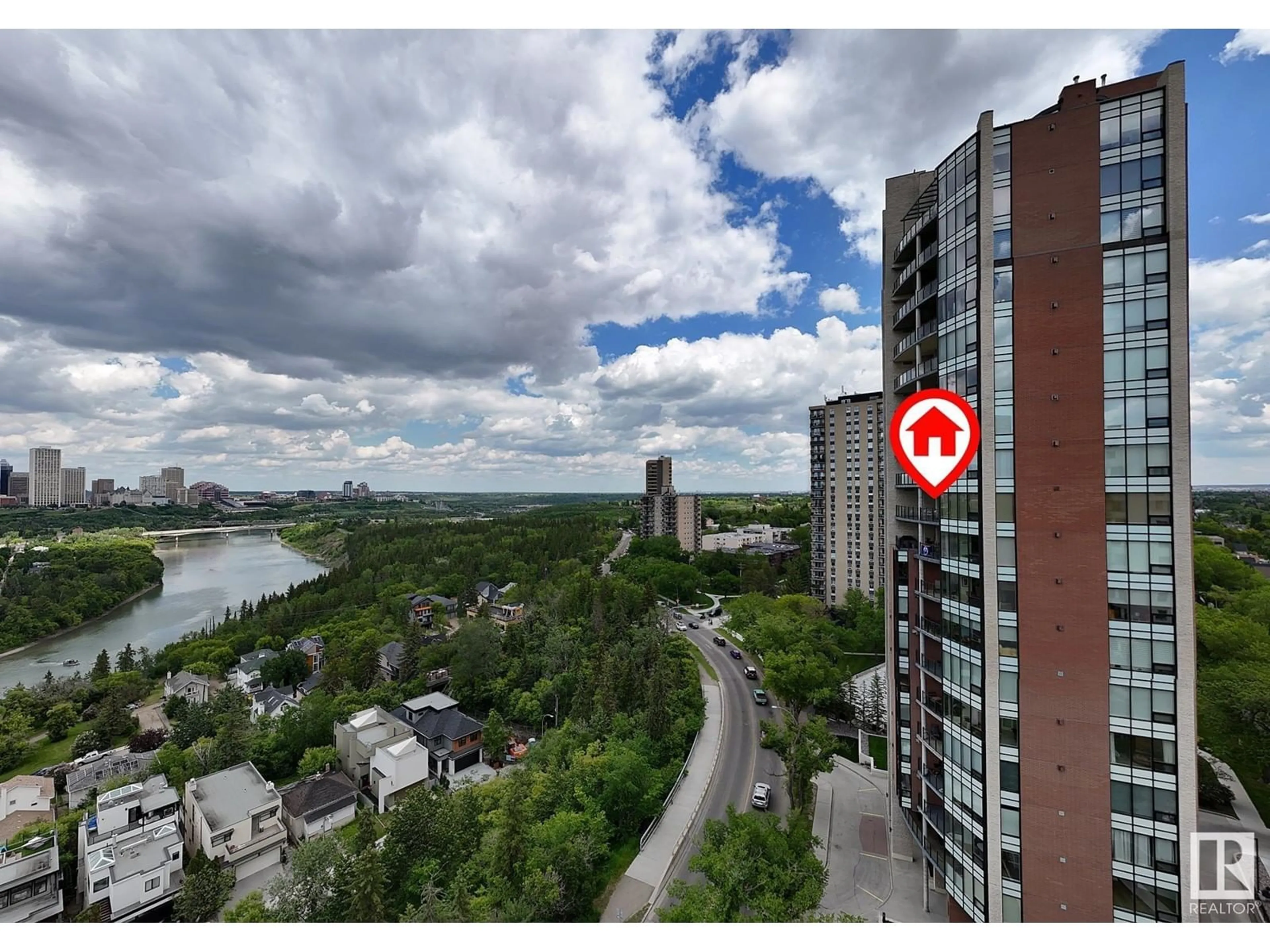 A pic from outside/outdoor area/front of a property/back of a property/a pic from drone, city buildings view from balcony for #1201 10035 SASKATCHEWAN DR NW, Edmonton Alberta T6E4R4