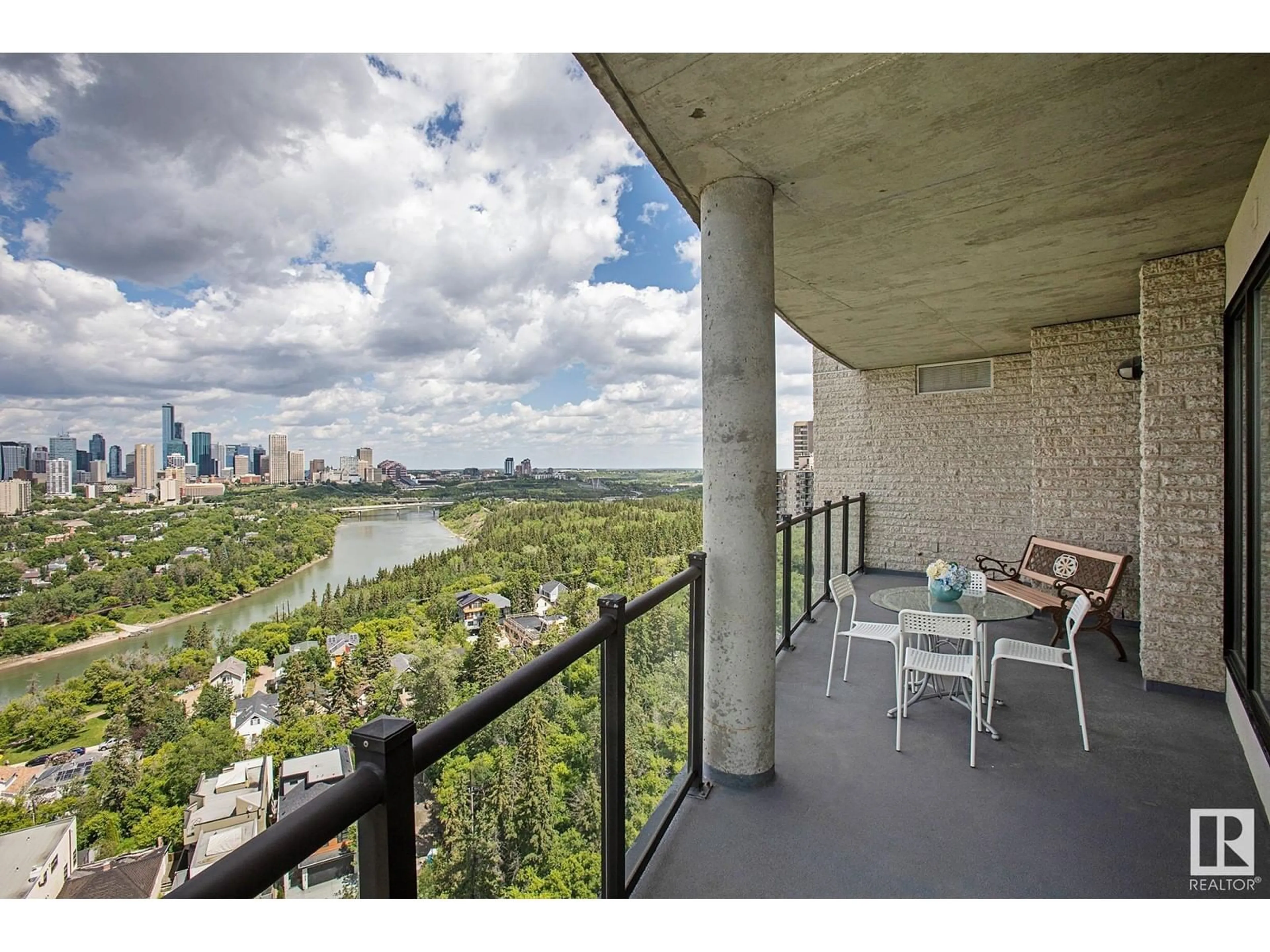 Balcony in the apartment, water/lake/river/ocean view for #1201 10035 SASKATCHEWAN DR NW, Edmonton Alberta T6E4R4