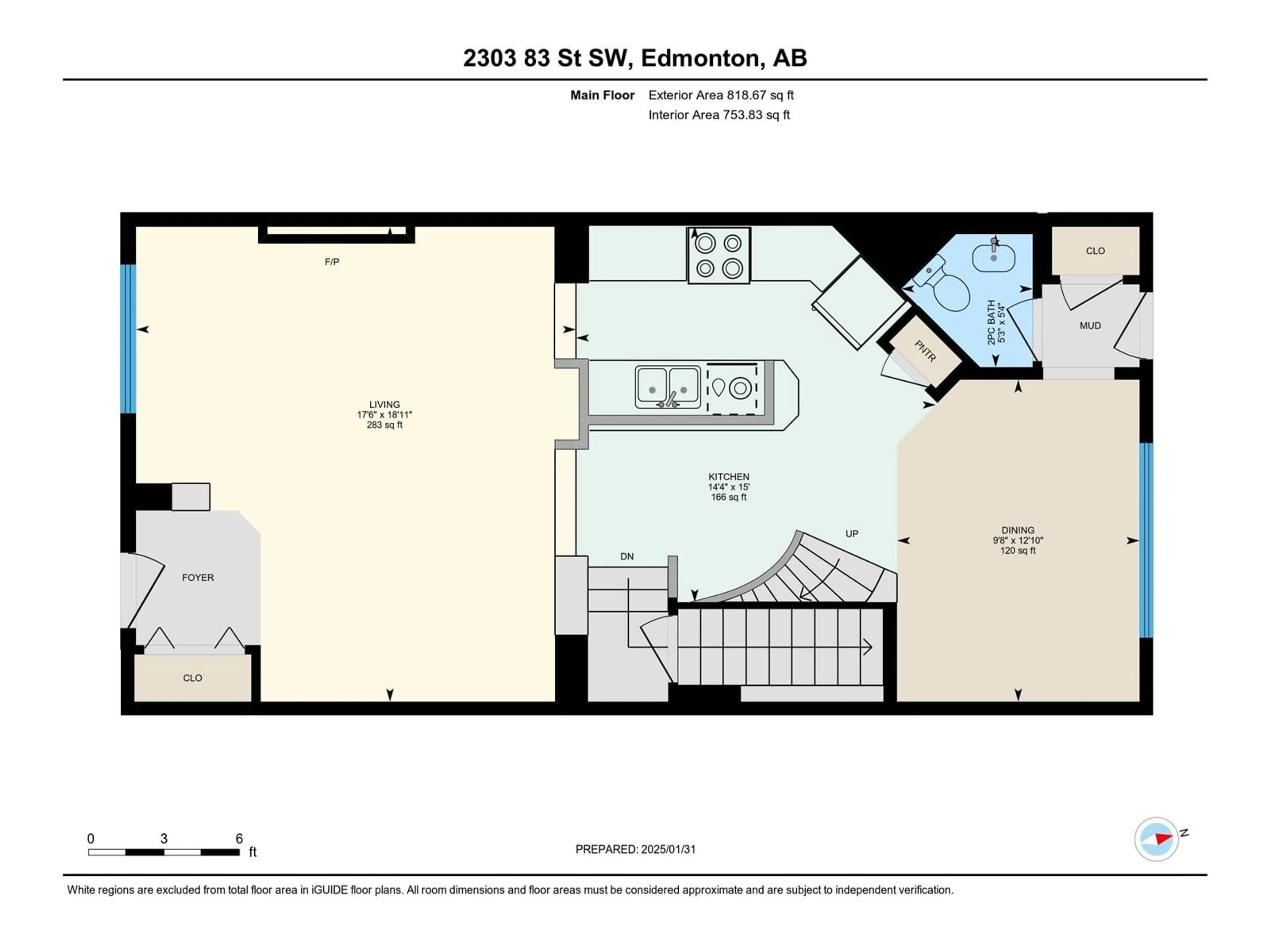 Floor plan for 2303 83 ST SW, Edmonton Alberta T6X1A2