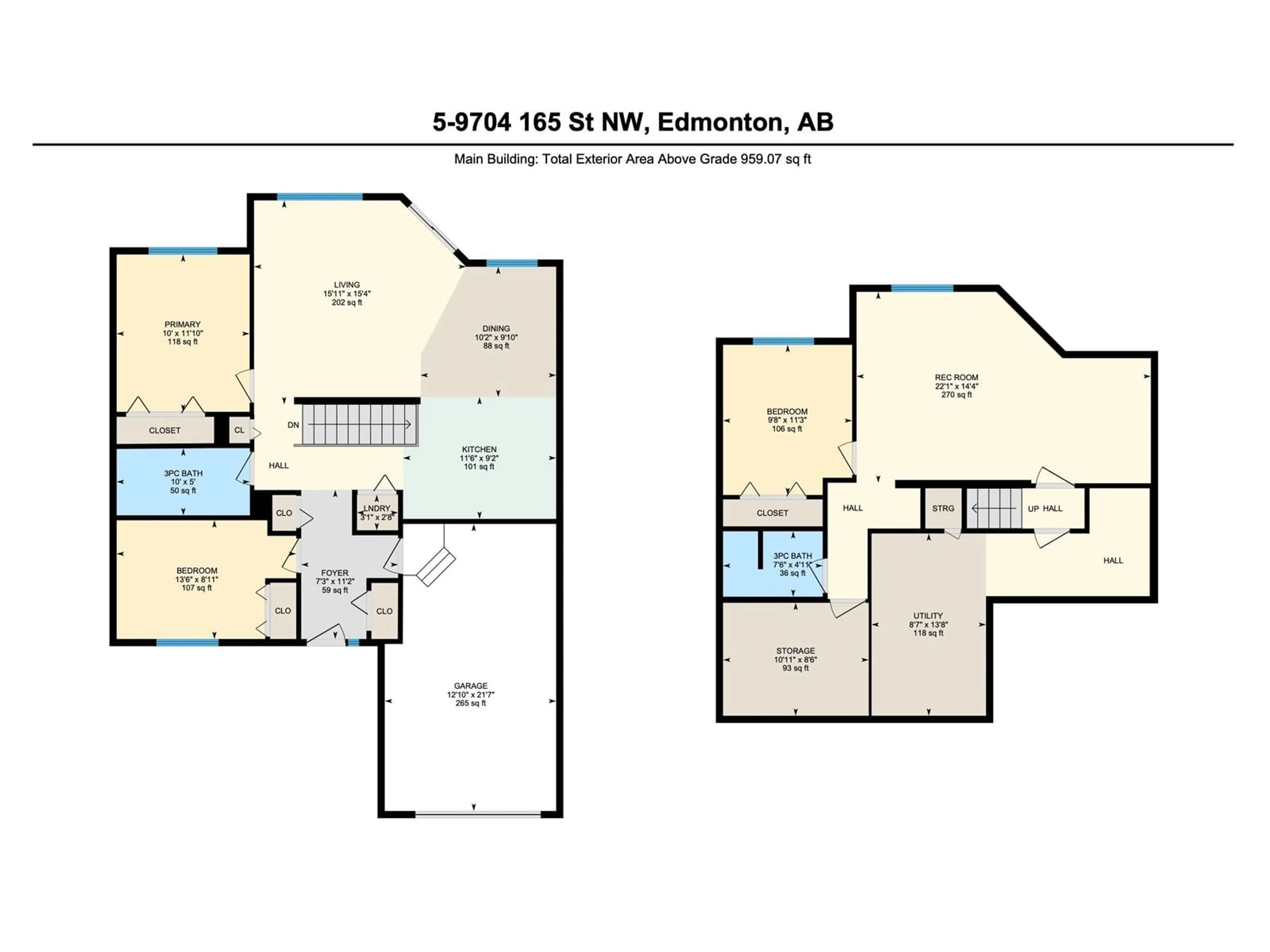 Floor plan for #5 9704 165 ST NW, Edmonton Alberta T5P4W4