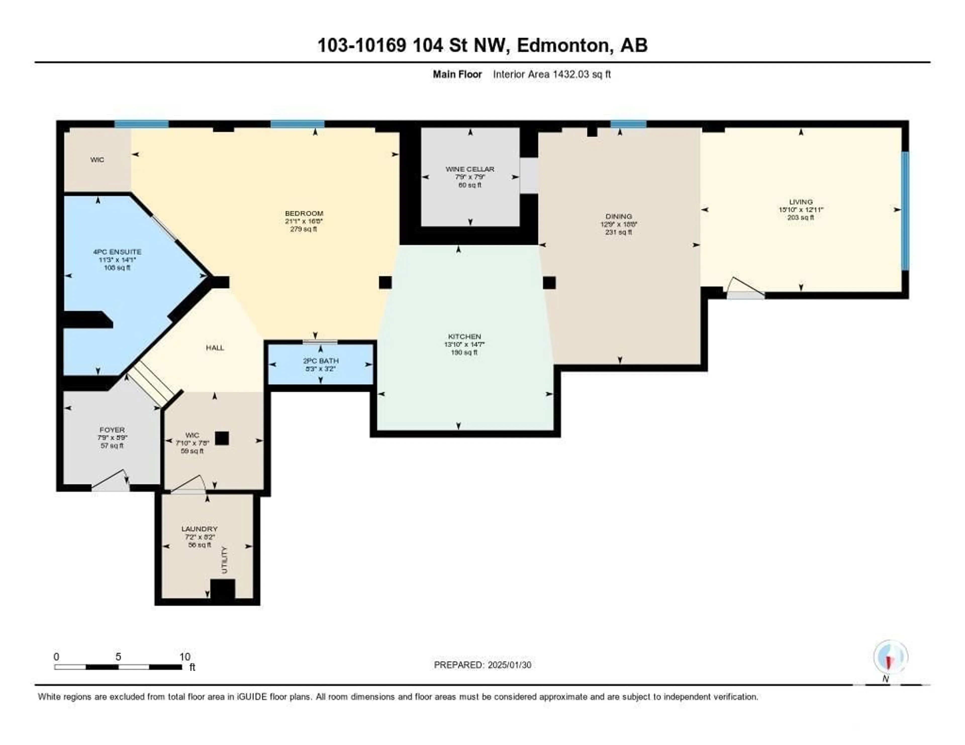 Floor plan for #103 10169 104 ST NW, Edmonton Alberta T5J1A5