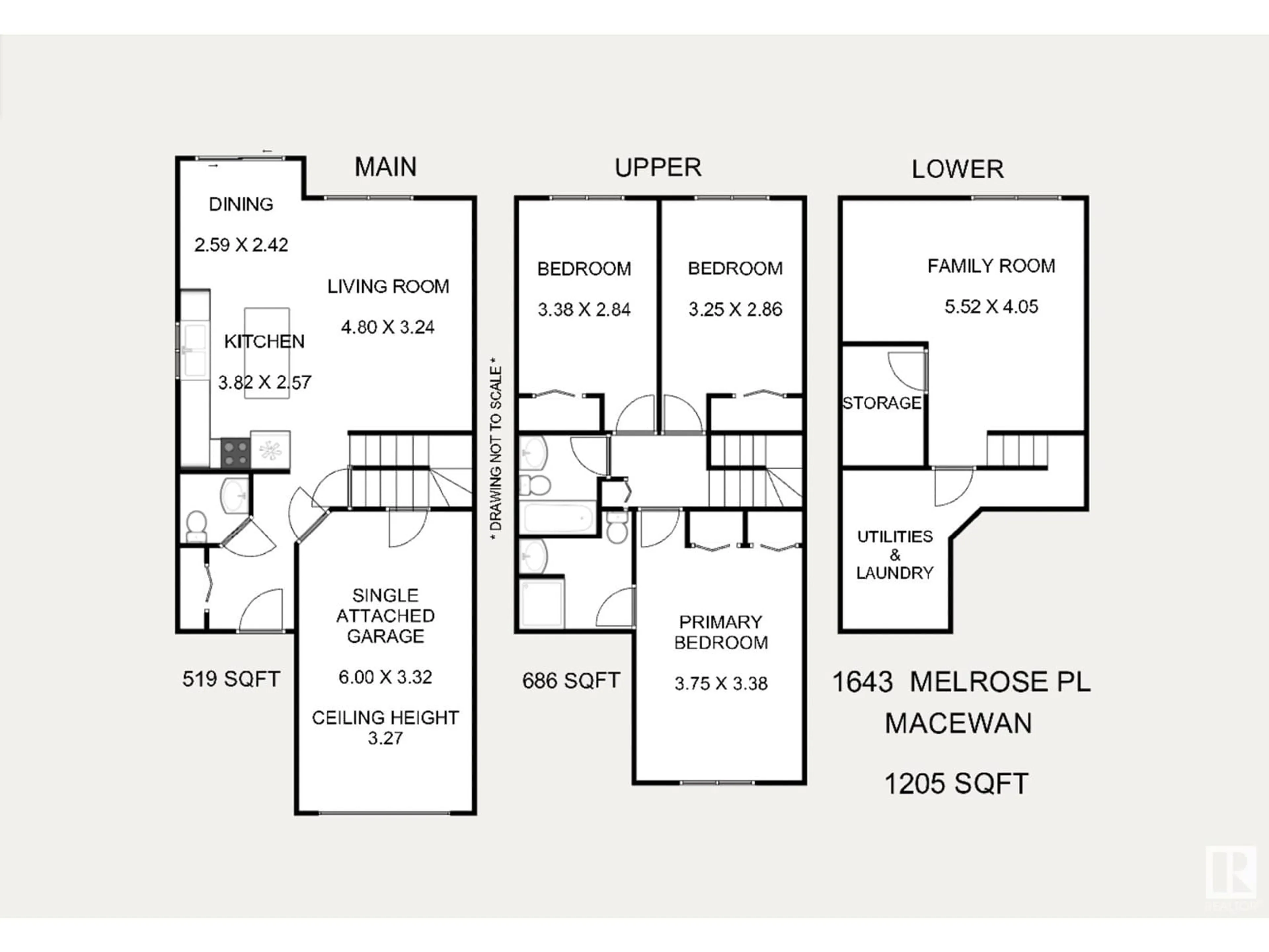 Floor plan for 1643 MELROSE PL SW, Edmonton Alberta T6W1X5