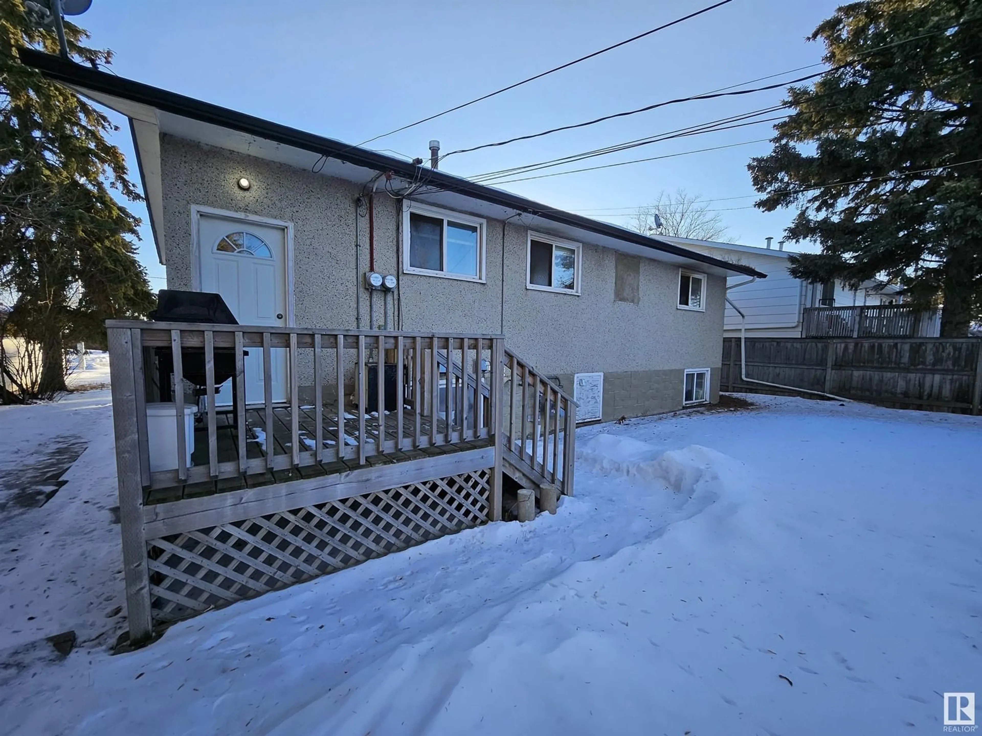 A pic from outside/outdoor area/front of a property/back of a property/a pic from drone, street for 9504 128 AV NW, Edmonton Alberta T5E0H6