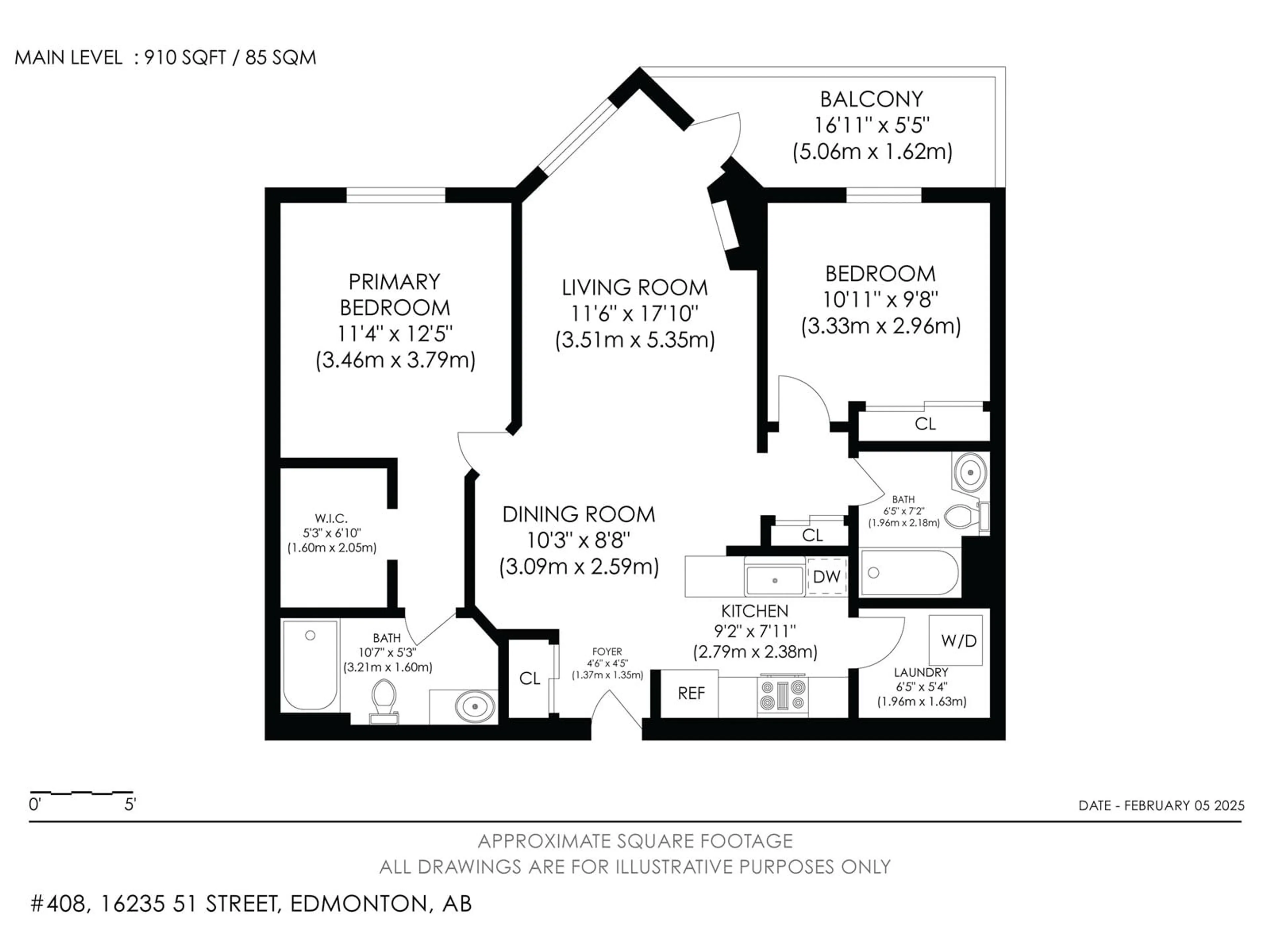 Floor plan for #408 16235 51 ST NW, Edmonton Alberta T5Y0V3