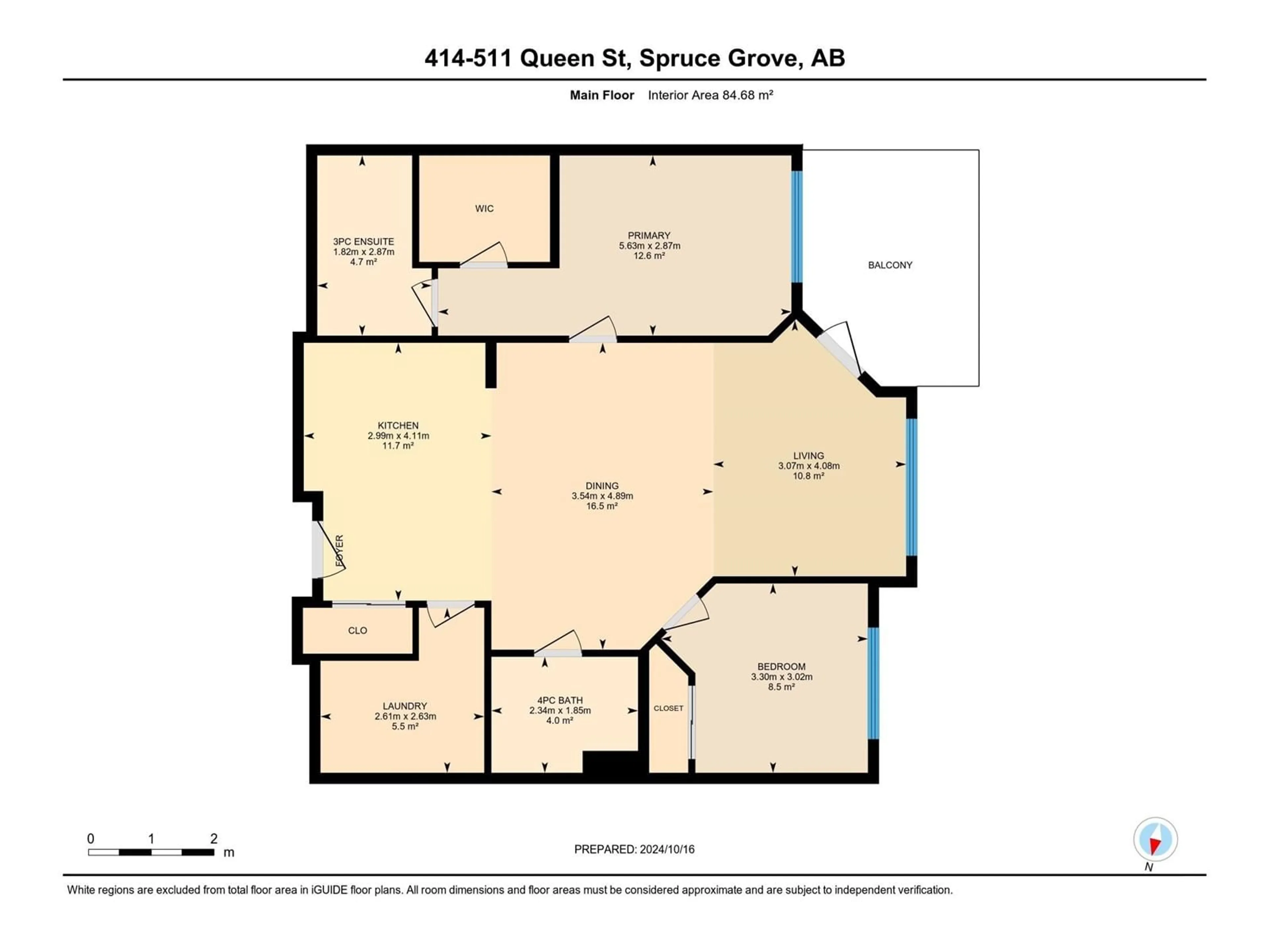 Floor plan for #414 - 511 QUEEN ST, Spruce Grove Alberta T7X0G4