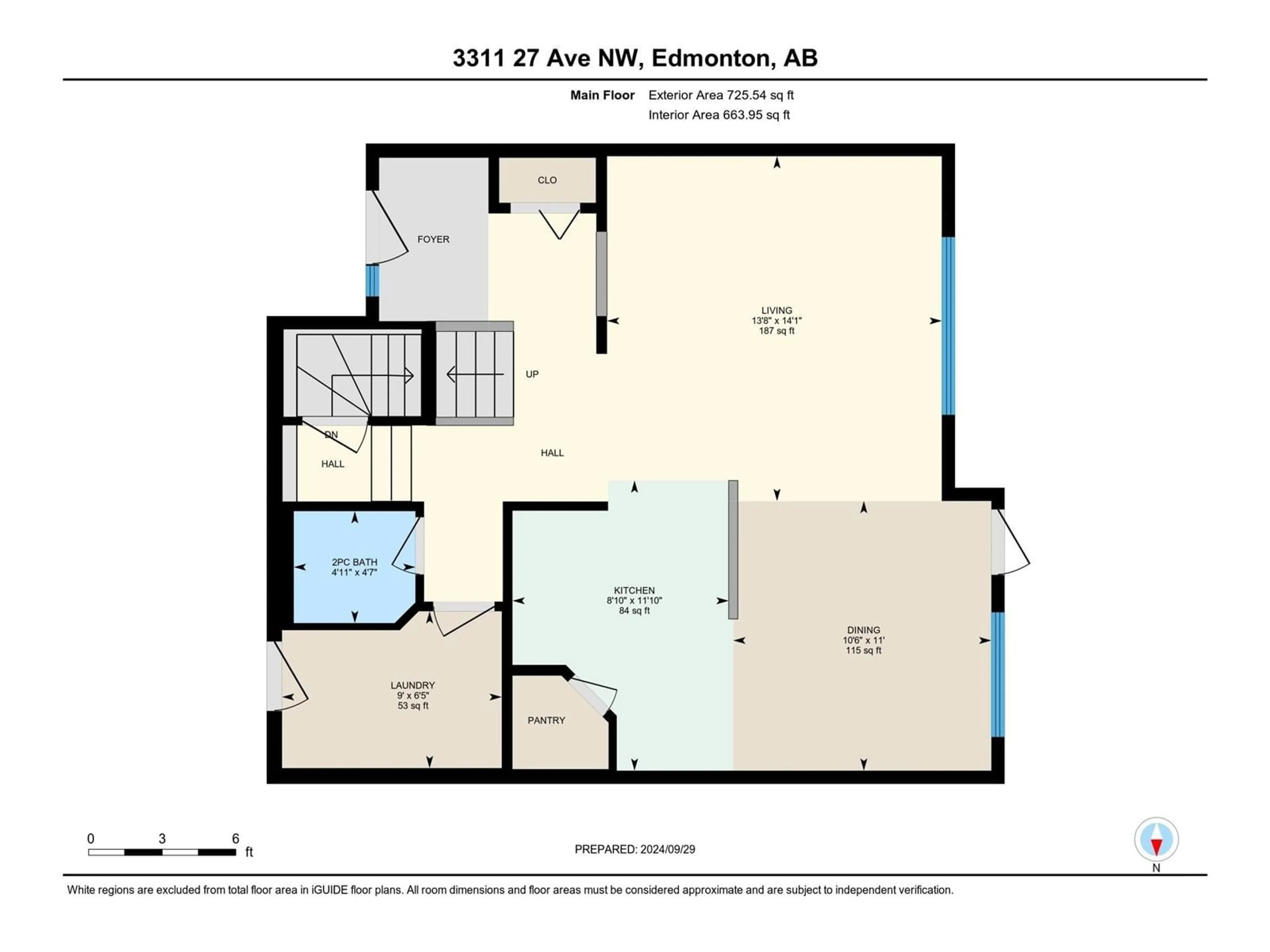 Floor plan for 3311 27 AV NW, Edmonton Alberta T6T1P7