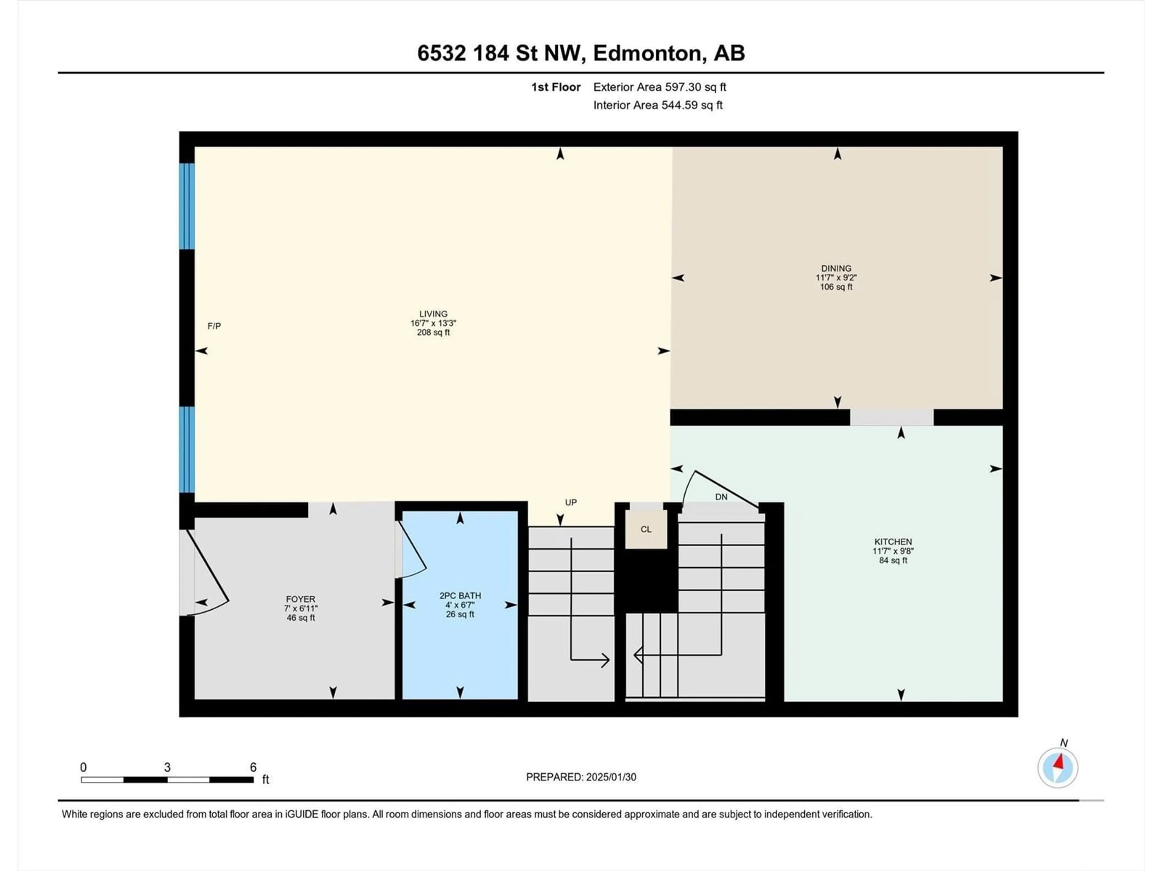 Floor plan for 6532 184 ST NW, Edmonton Alberta T5T2M2