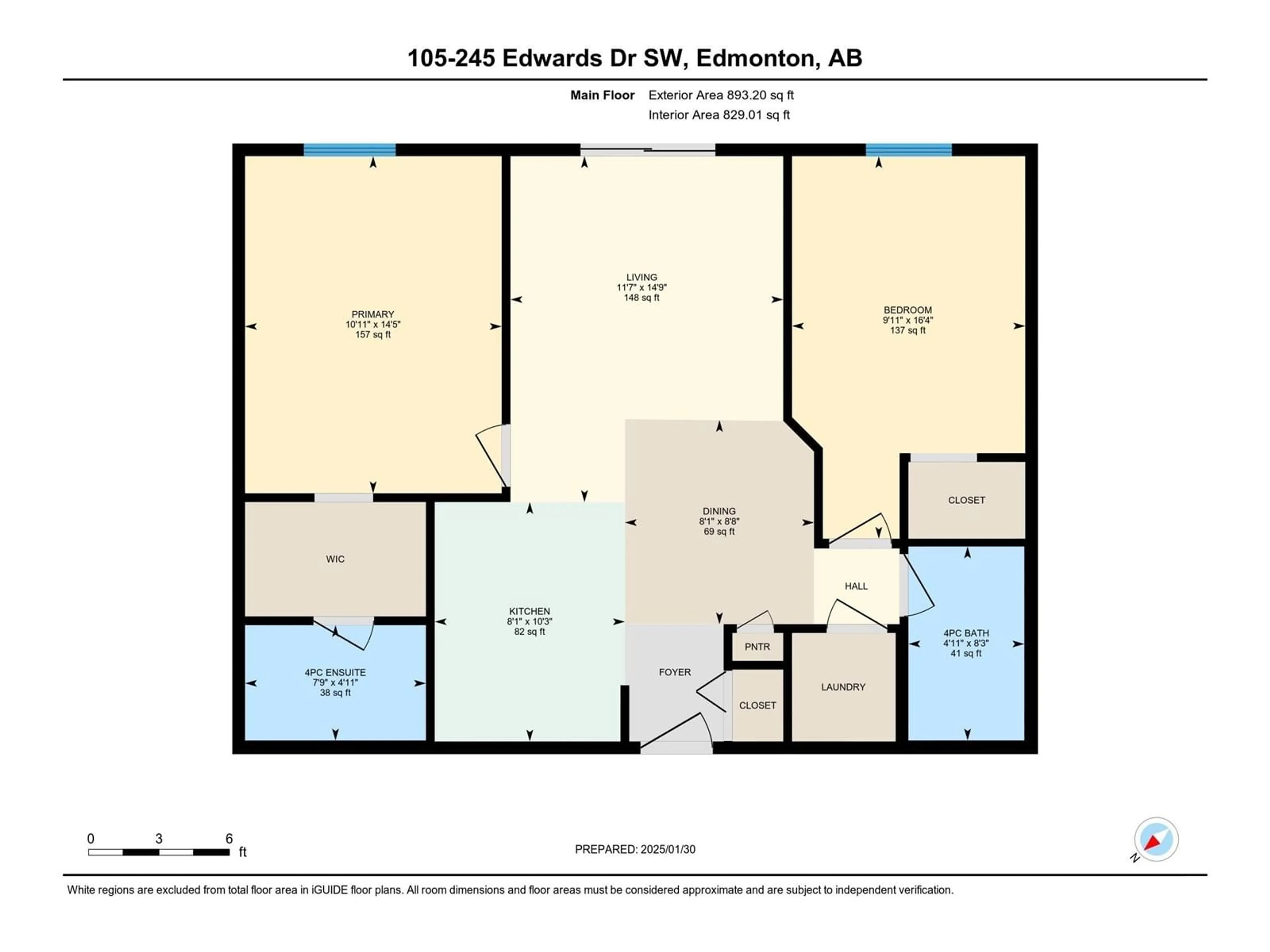 Floor plan for #105 245 EDWARDS DR SW, Edmonton Alberta T6X1J9