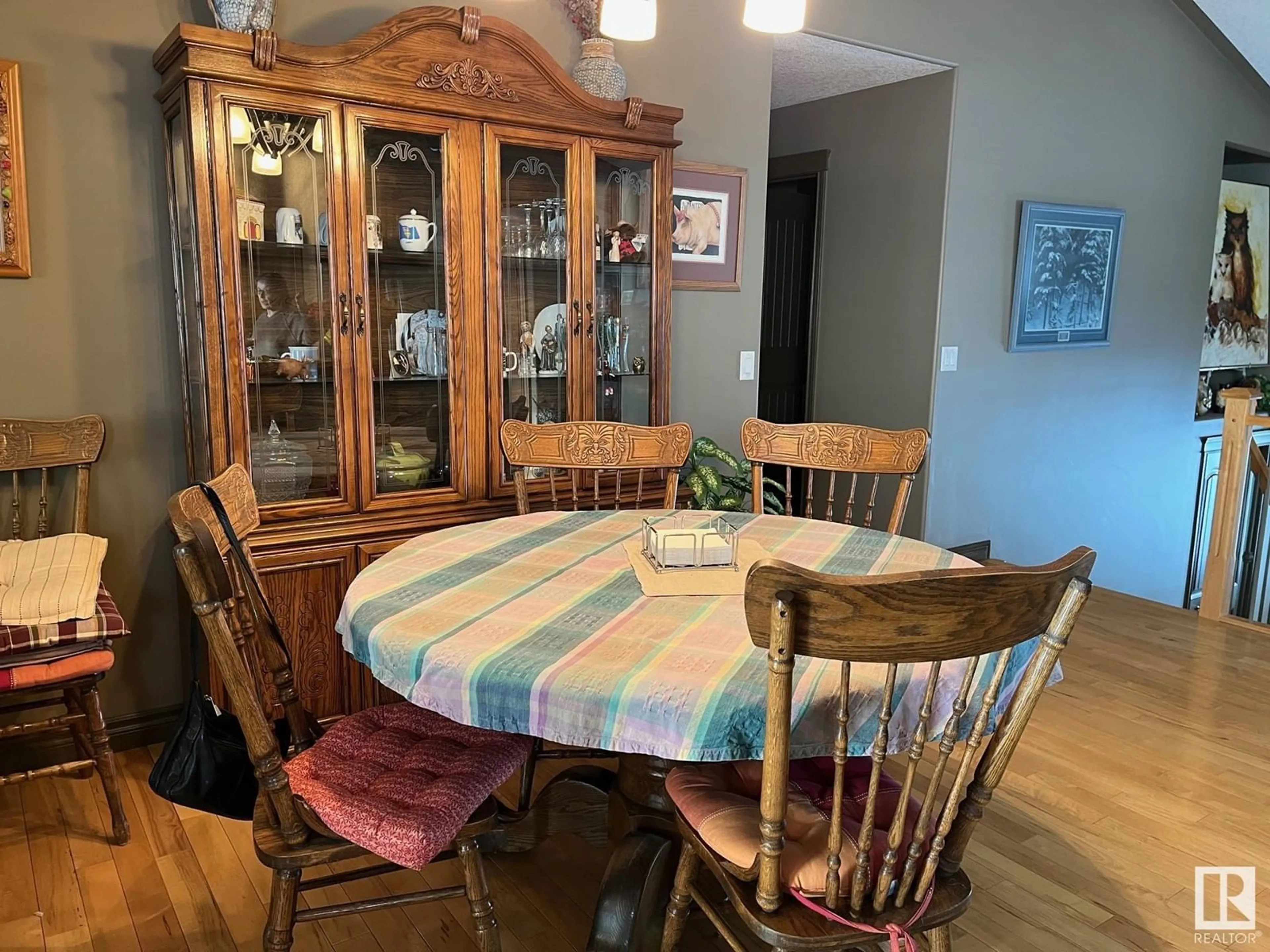 Dining room, wood/laminate floor for 3702 Lakeshore DR, Bonnyville Town Alberta T9N2H7