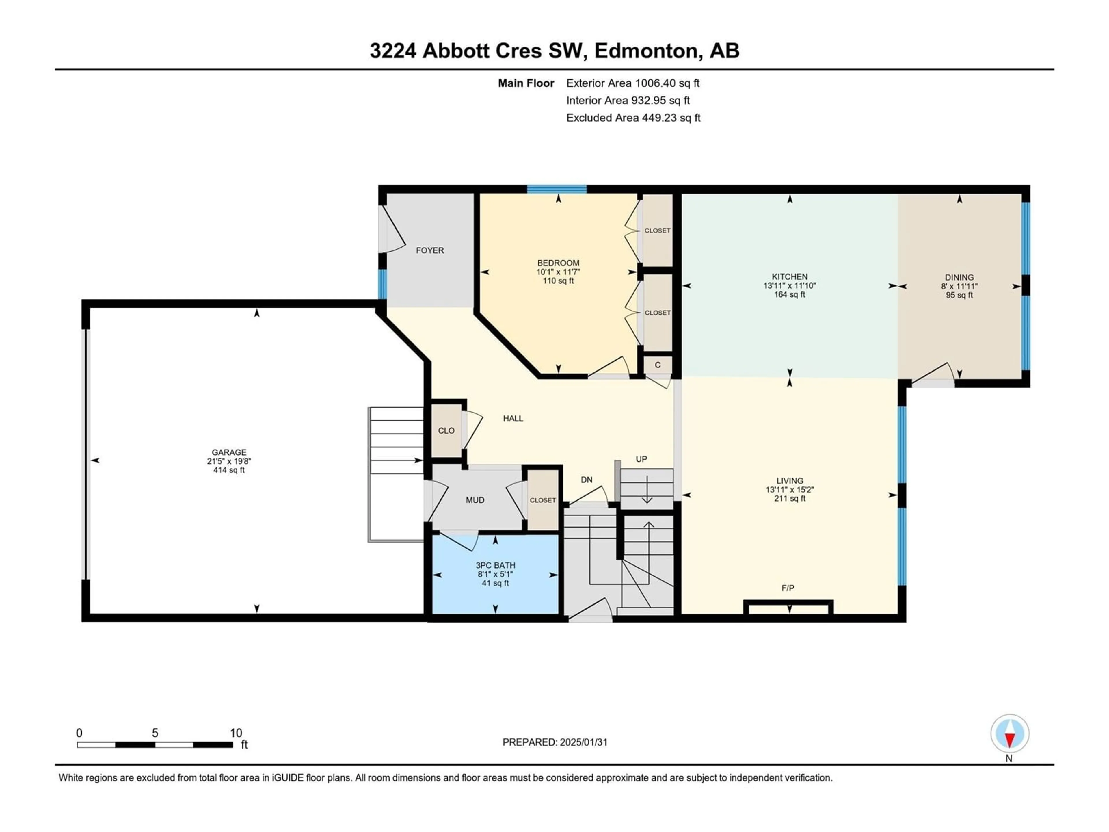 Floor plan for 3224 Abott Crescent SW SW, Edmonton Alberta T6W2V3