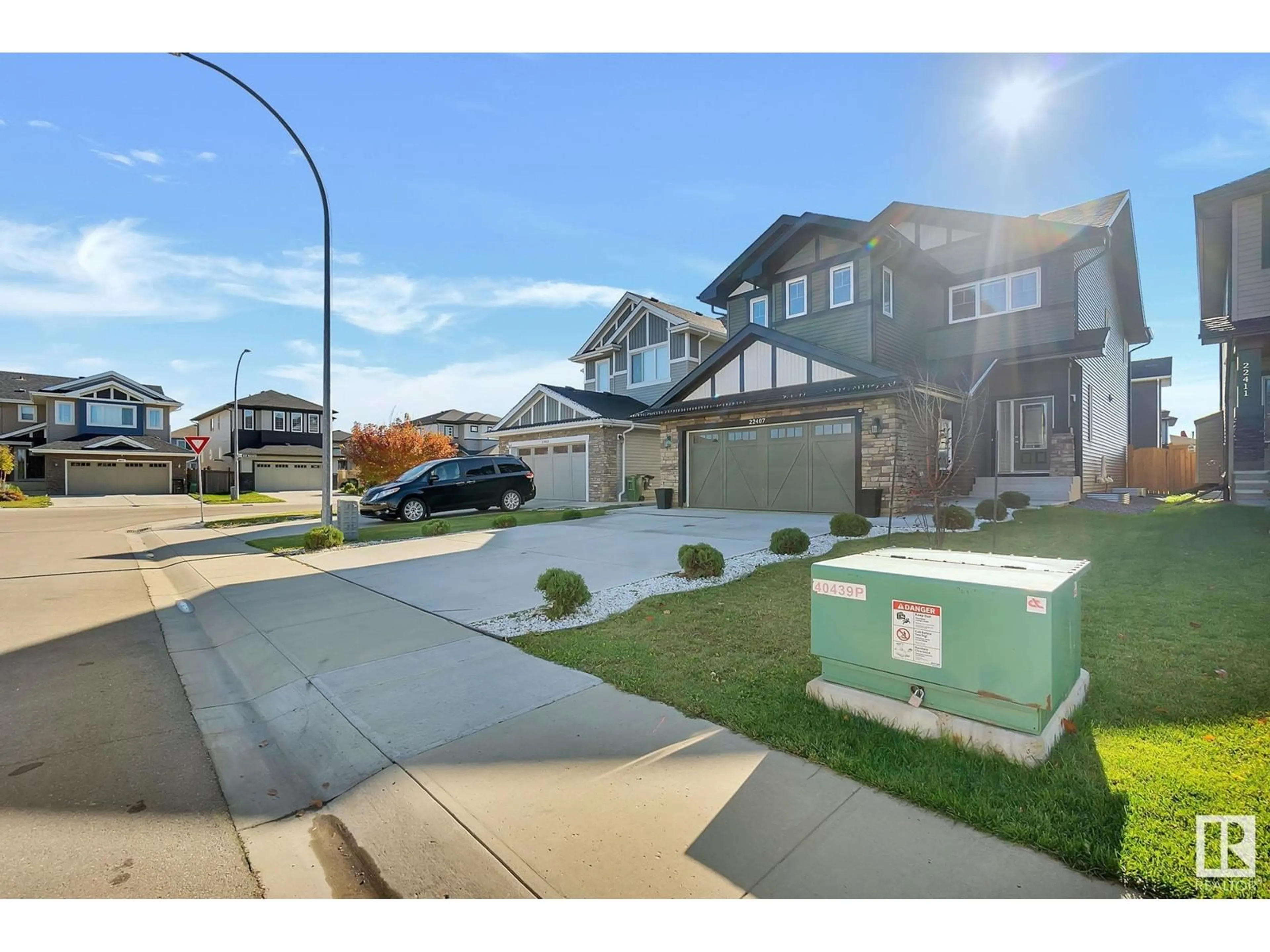 A pic from outside/outdoor area/front of a property/back of a property/a pic from drone, street for 22407 99 AV NW NW, Edmonton Alberta T5T7C2