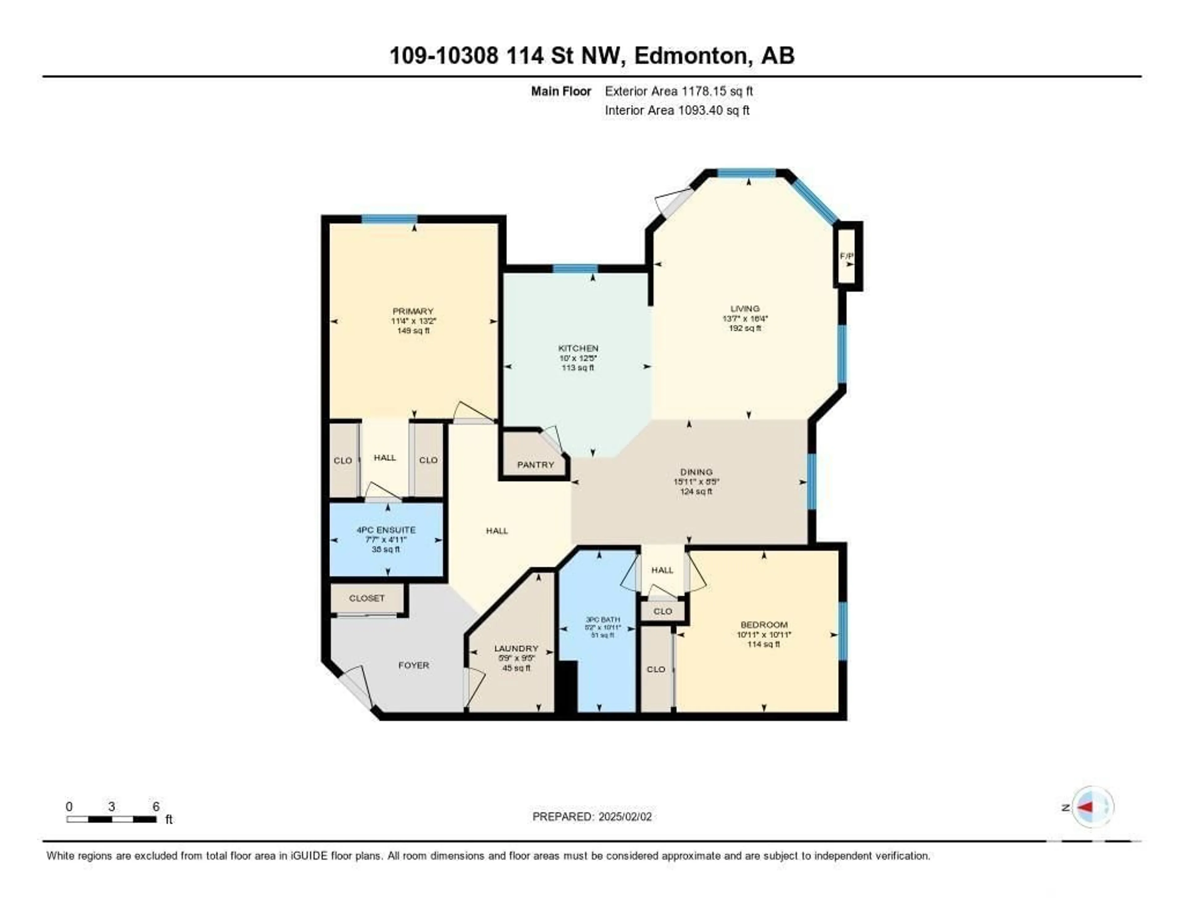 Floor plan for #109 10308 114 ST NW, Edmonton Alberta T5K2X2