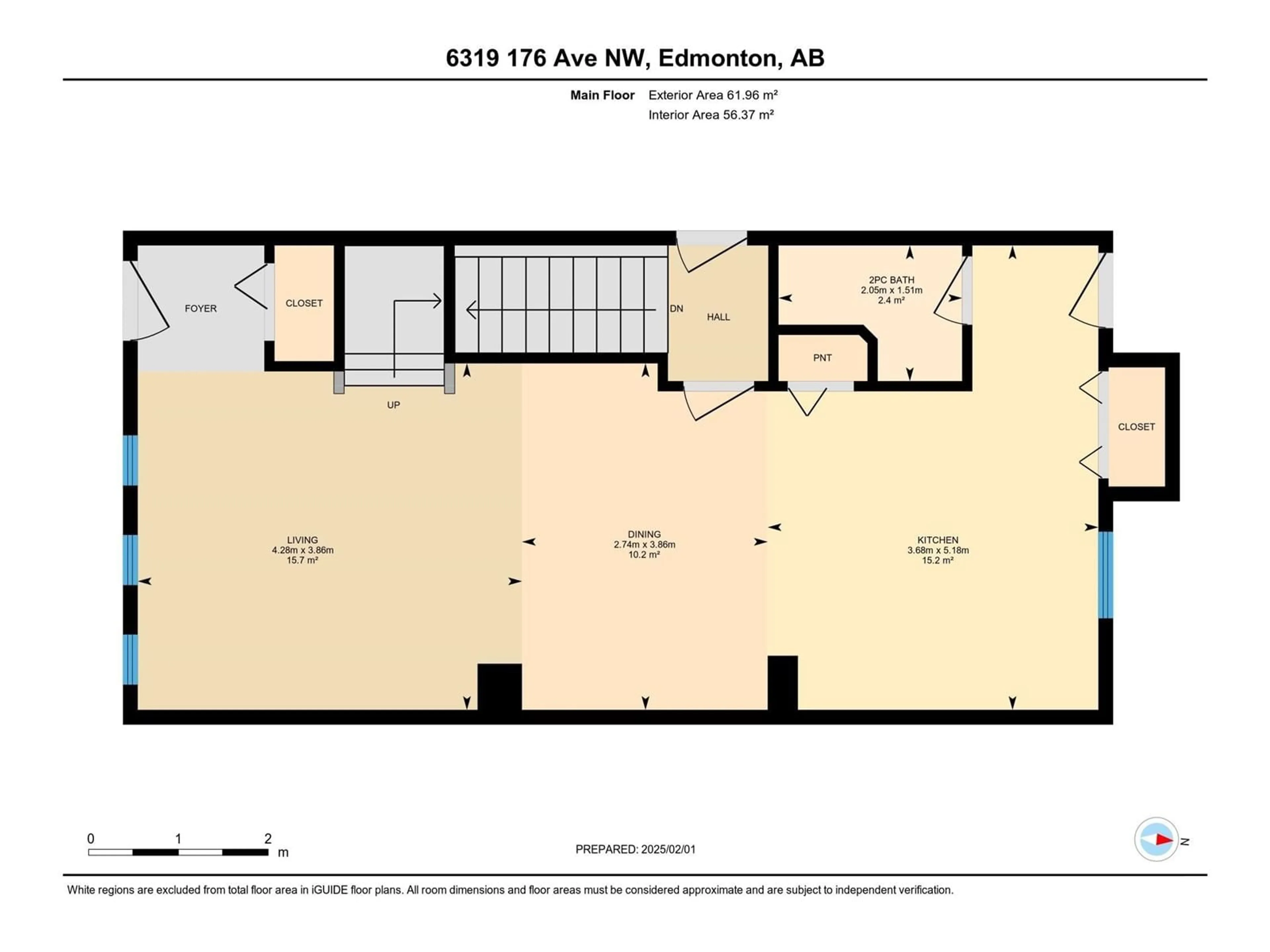 Floor plan for 6319 176 AV NW, Edmonton Alberta T5Y4E5