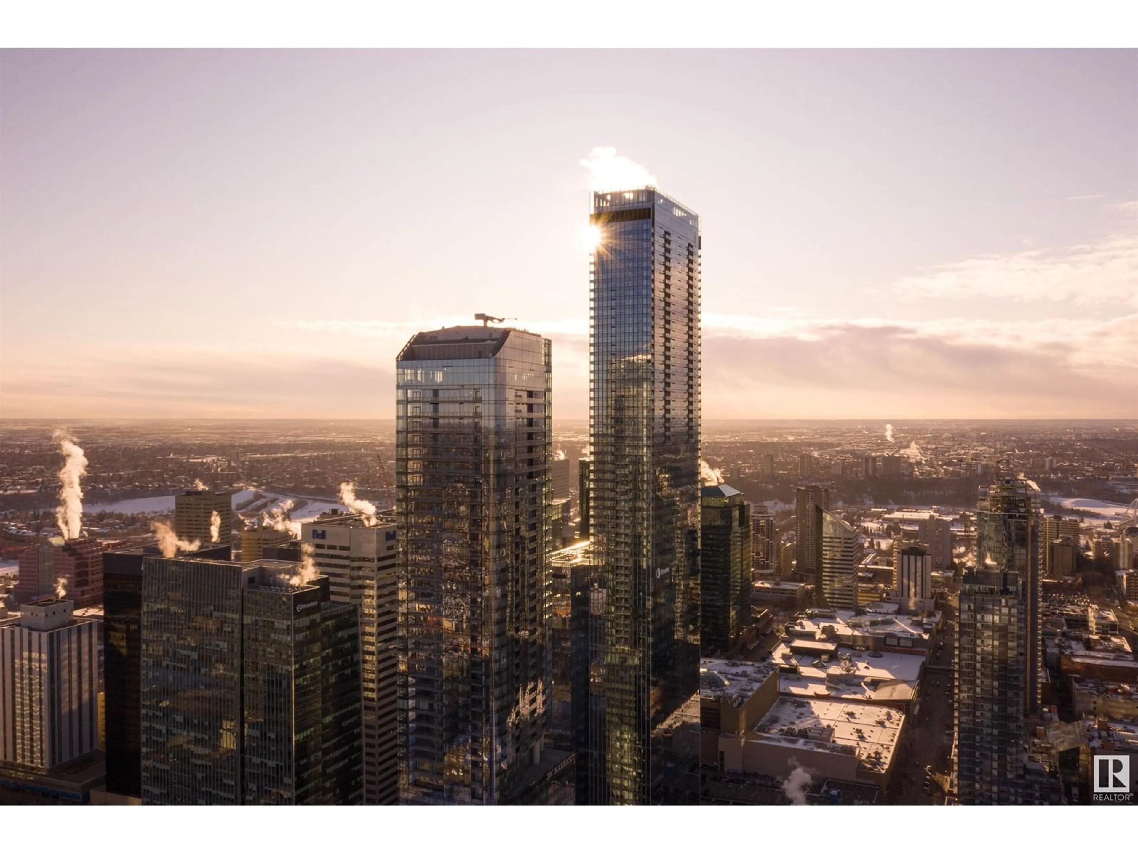 A pic from outside/outdoor area/front of a property/back of a property/a pic from drone, city buildings view from balcony for #4603 10360 102 ST NW, Edmonton Alberta T5J0K6