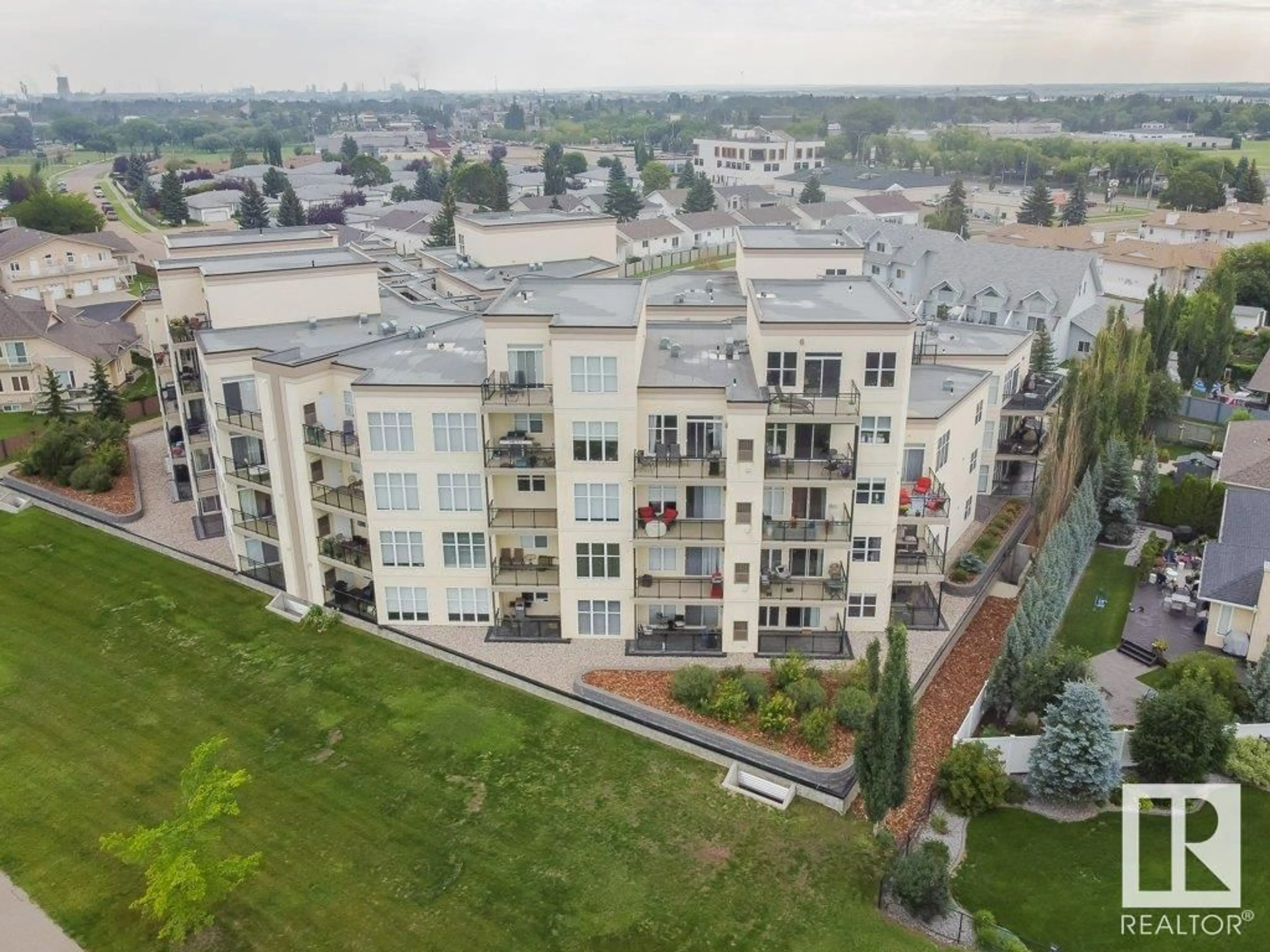 A pic from outside/outdoor area/front of a property/back of a property/a pic from drone, city buildings view from balcony for #404 9940 SHERRIDON DR, Fort Saskatchewan Alberta T8L4C9