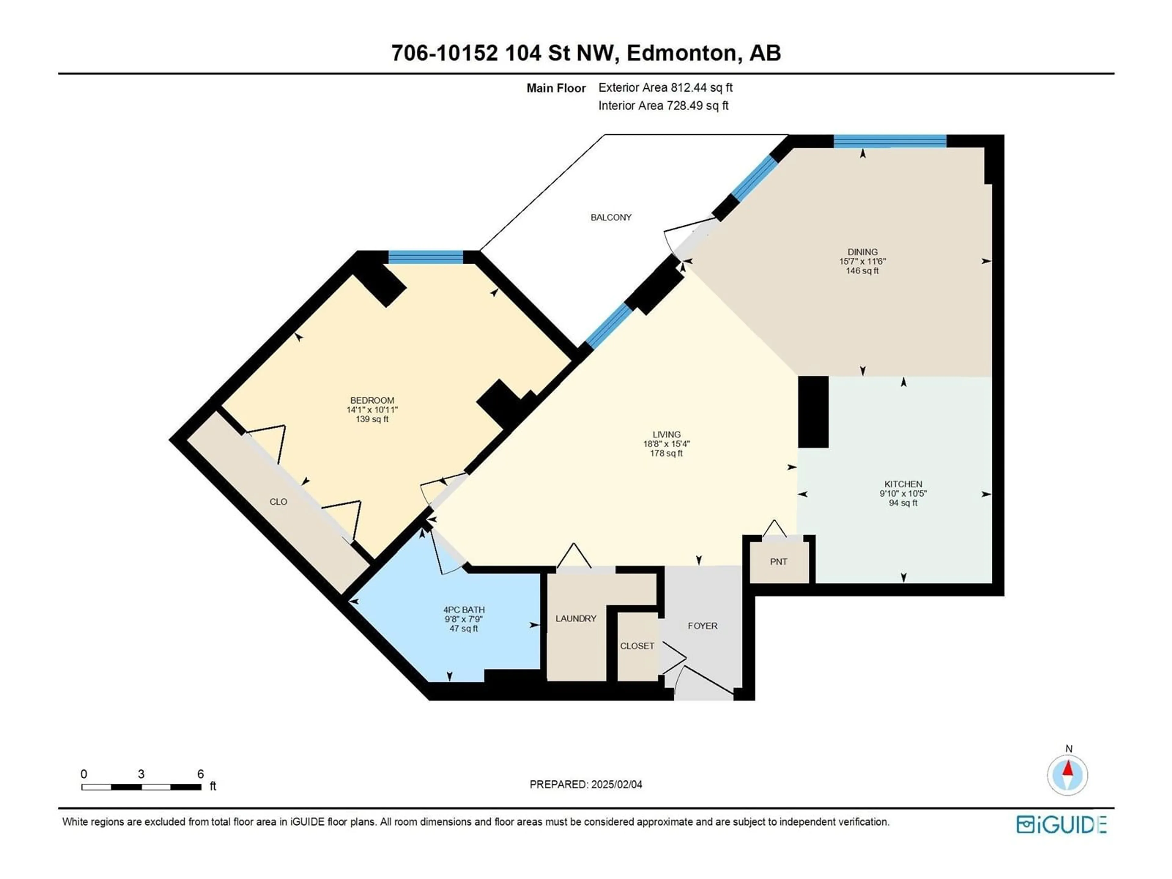 Floor plan for #706 10152 104 ST NW, Edmonton Alberta T5J0B5