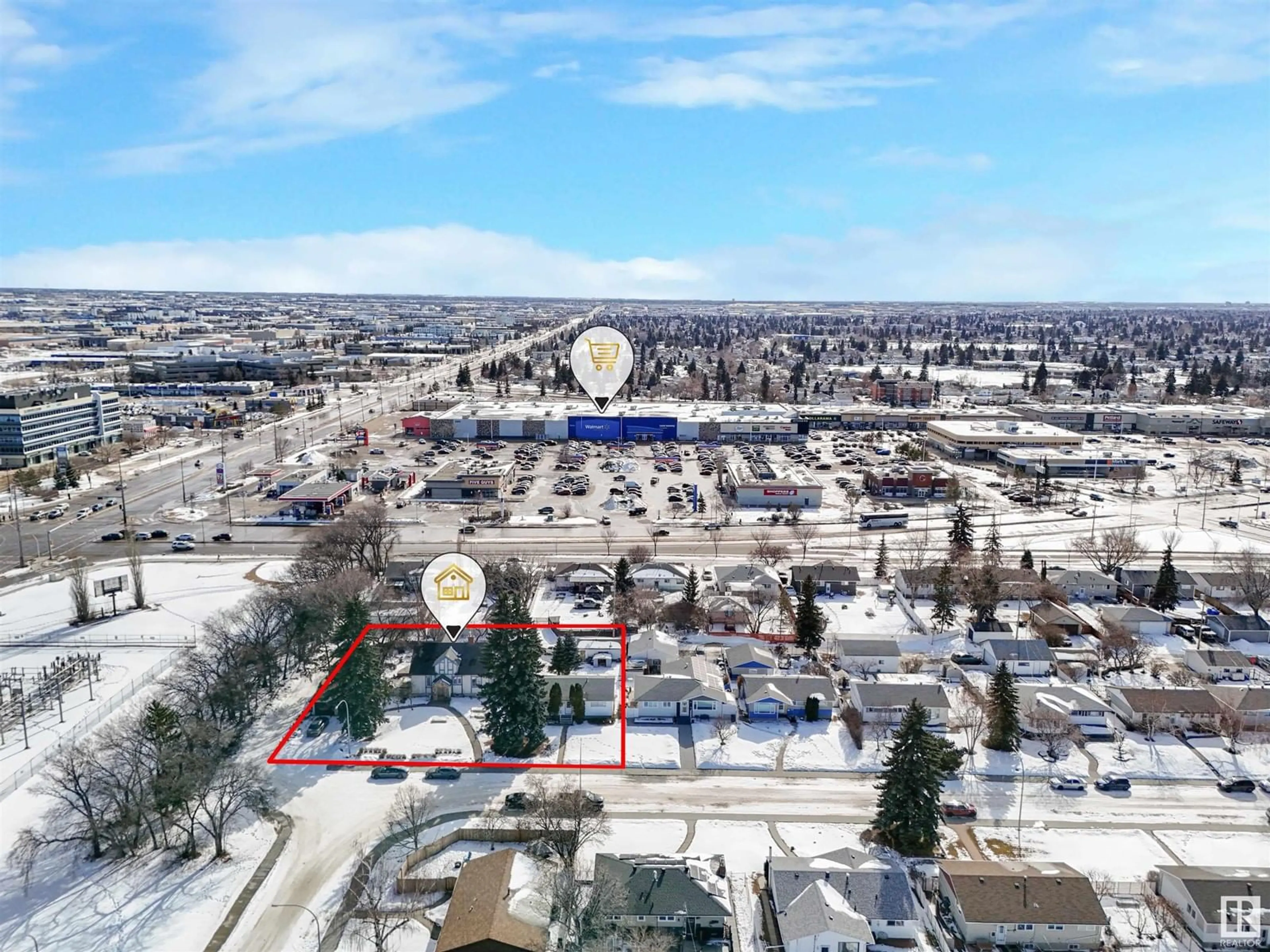 A pic from outside/outdoor area/front of a property/back of a property/a pic from drone, unknown for 5209 101A AV NW, Edmonton Alberta T6A0L7