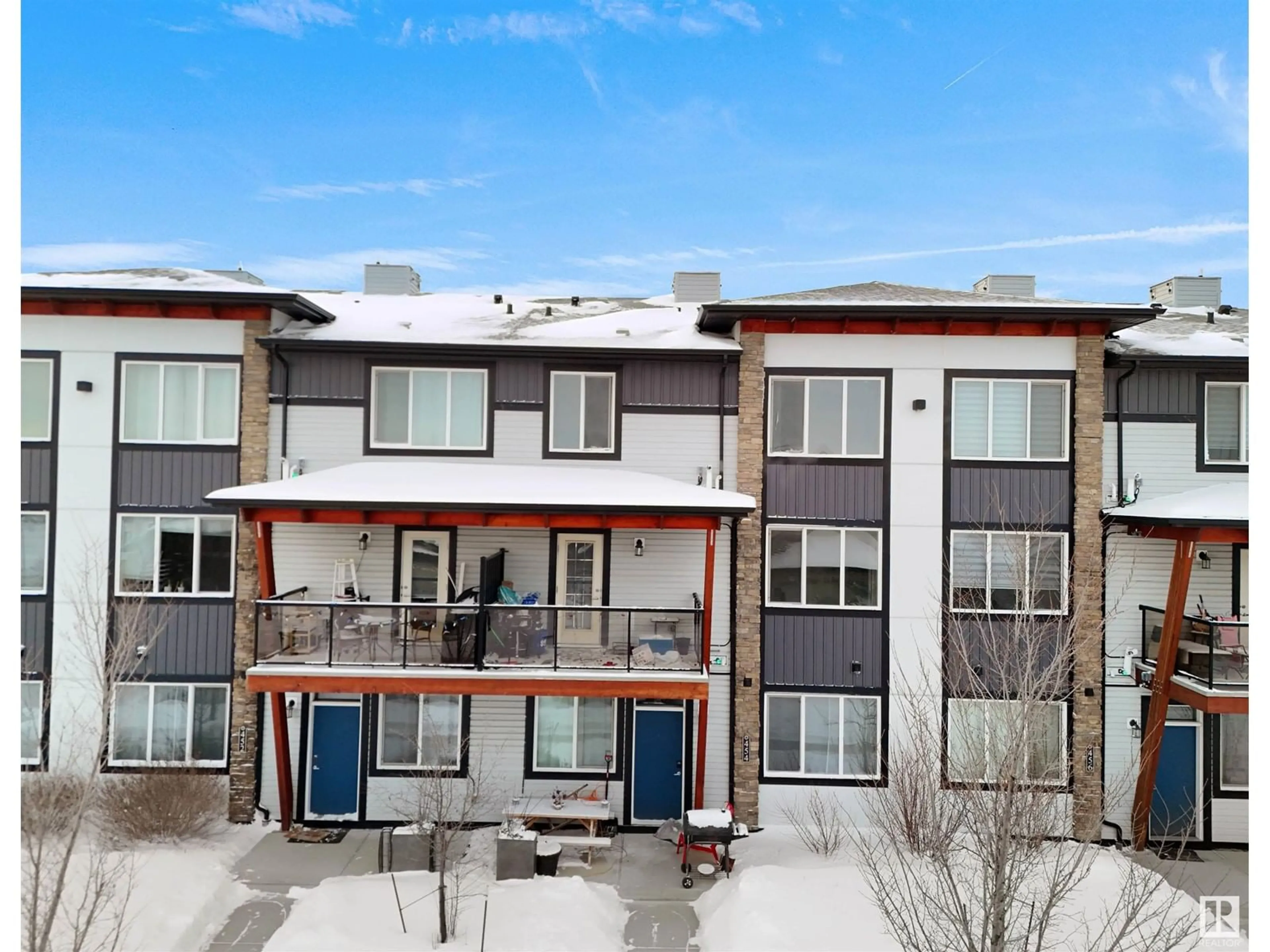 A pic from outside/outdoor area/front of a property/back of a property/a pic from drone, mountain view for #80 446 ALLARD BV SW, Edmonton Alberta T6W3S7