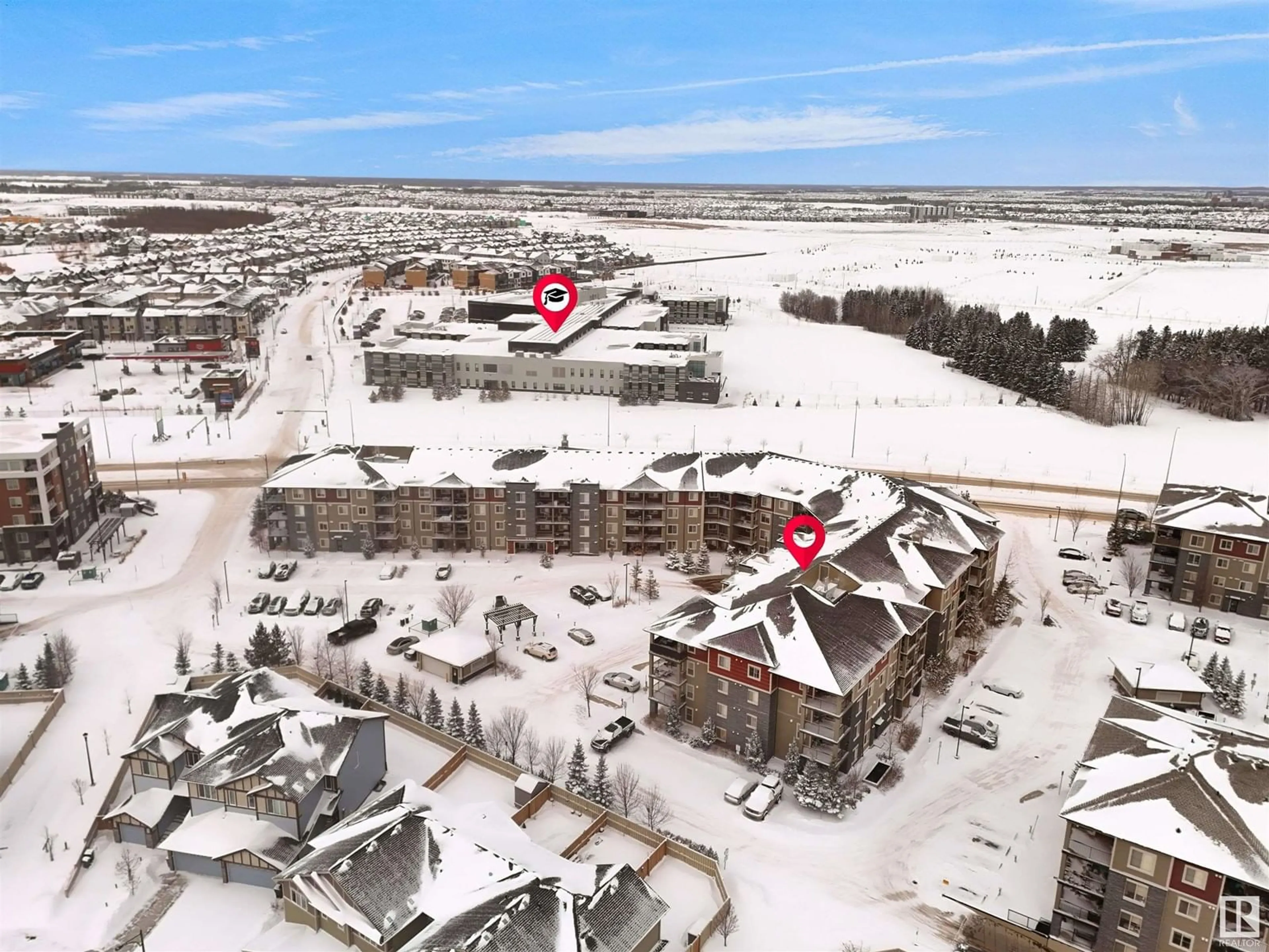 A pic from outside/outdoor area/front of a property/back of a property/a pic from drone, unknown for #136 3315 JAMES MOWATT TR SW, Edmonton Alberta T6W3L9