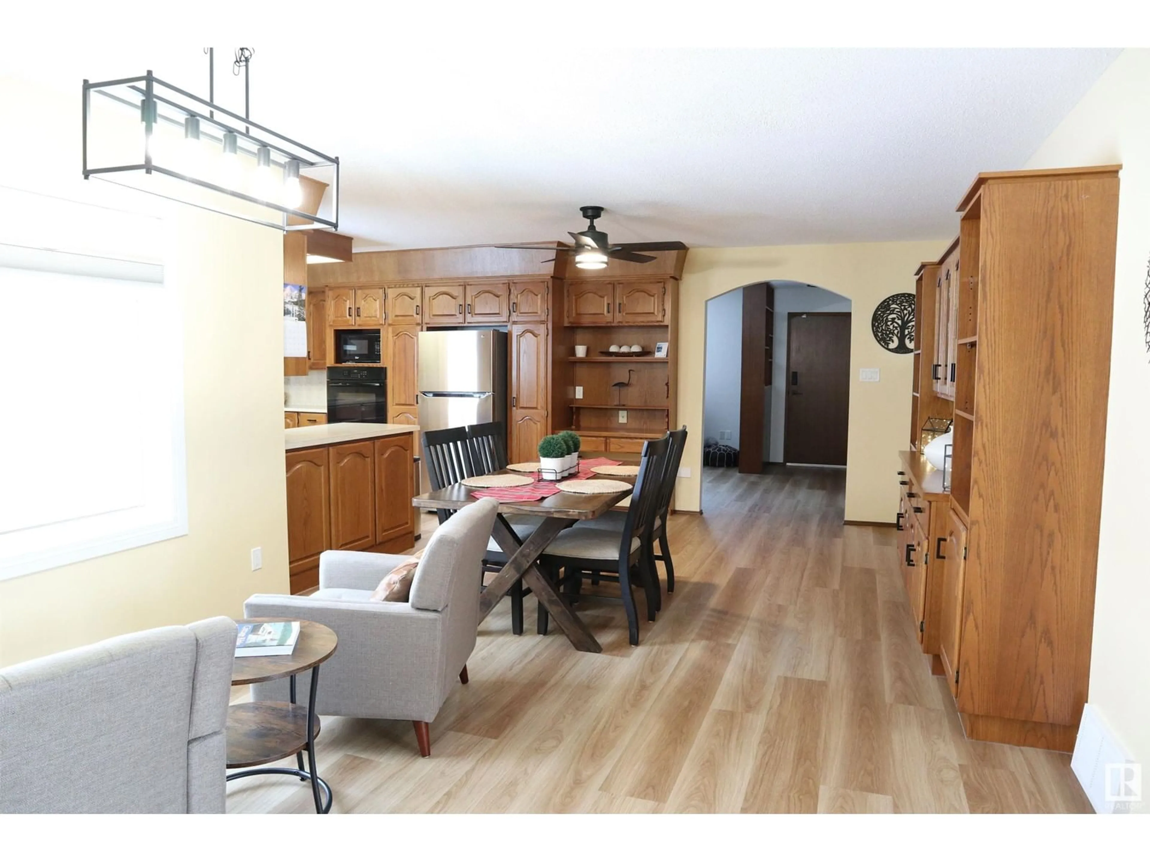 Open concept kitchen, wood/laminate floor for 5335 52 AV, Thorsby Alberta T0C2P0