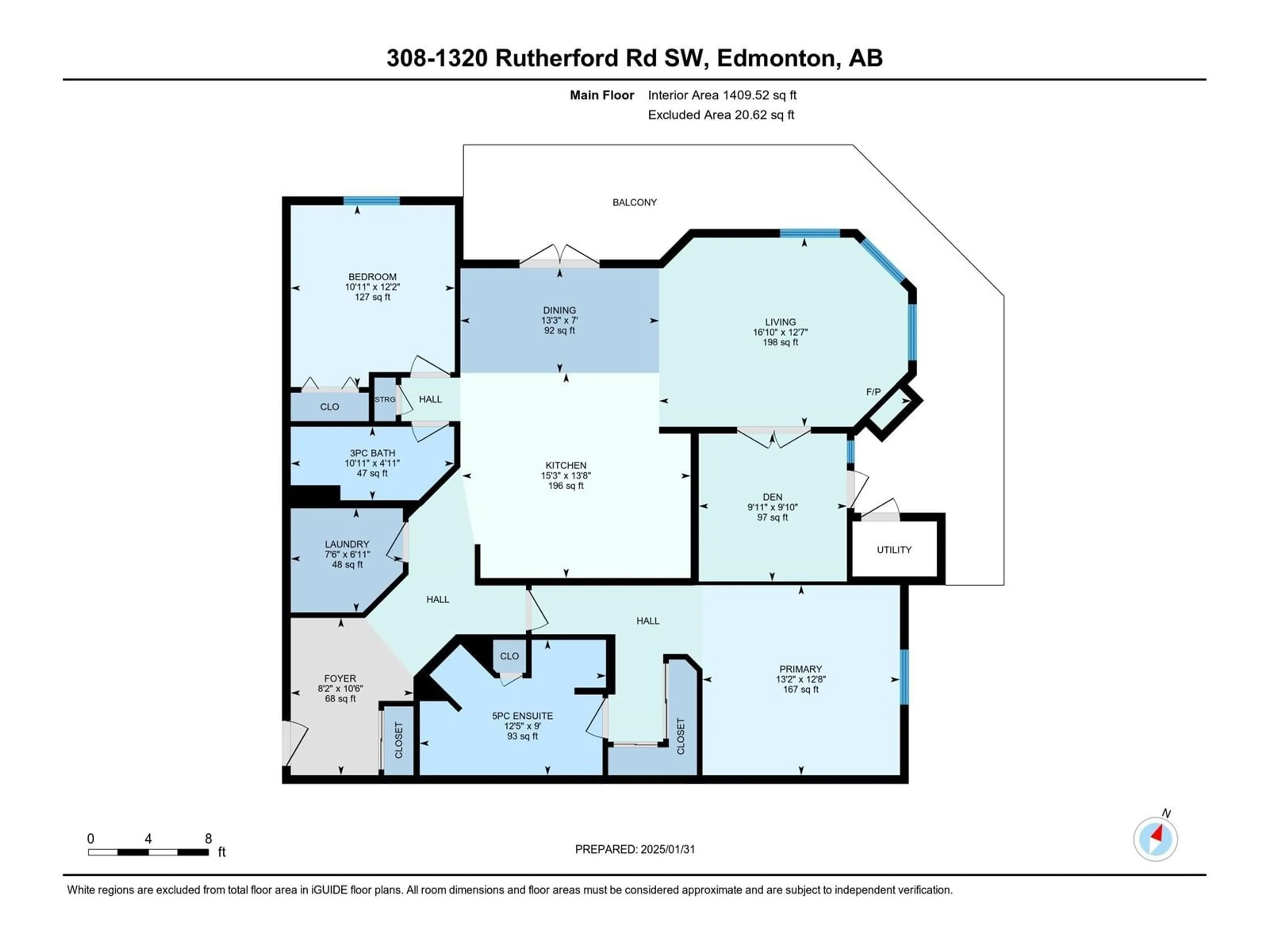 Floor plan for #308 1320 RUTHERFORD RD SW, Edmonton Alberta T6W0B6