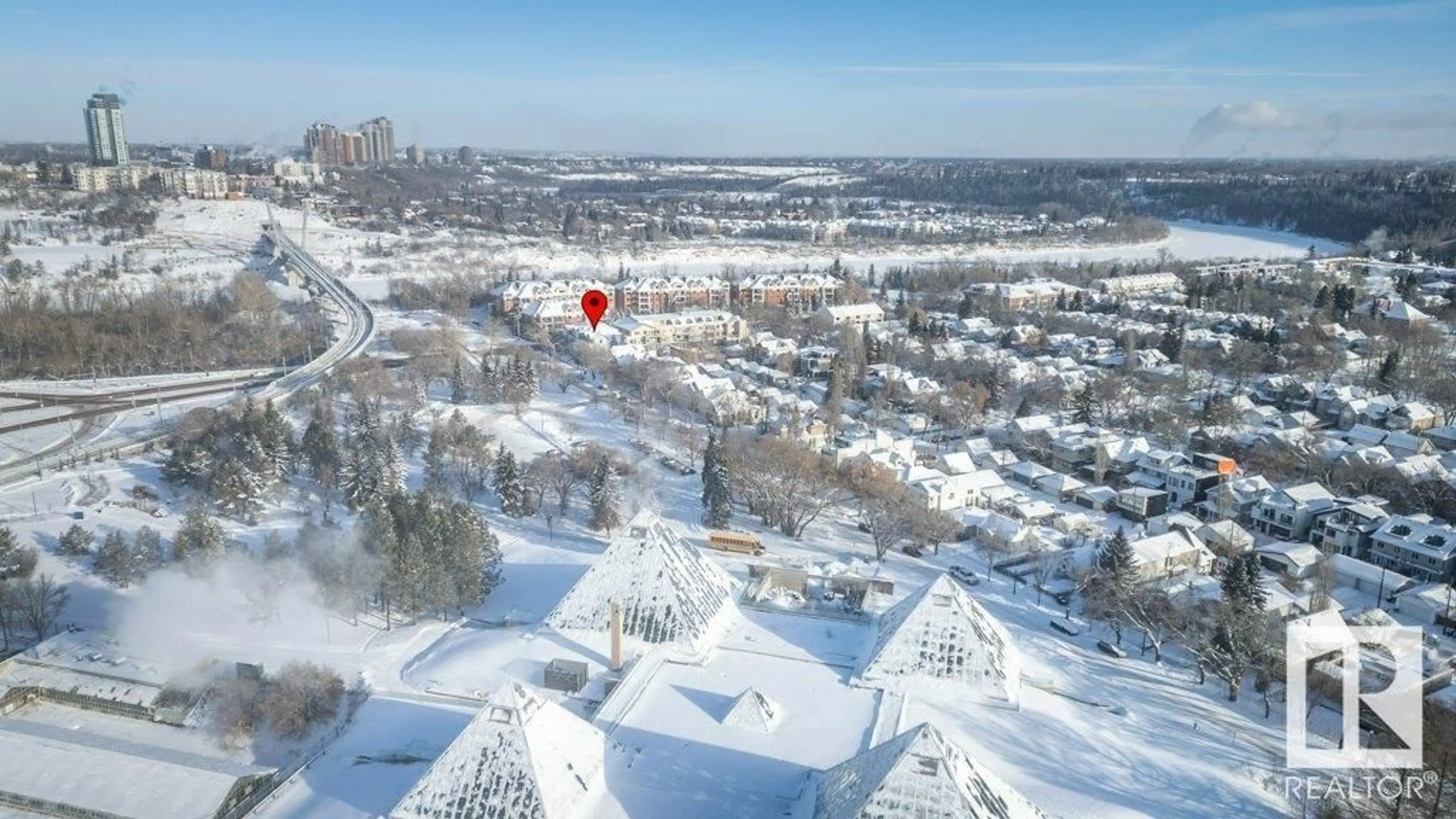 A pic from outside/outdoor area/front of a property/back of a property/a pic from drone, unknown for #302 9745 96a ST NW, Edmonton Alberta T6C4P7