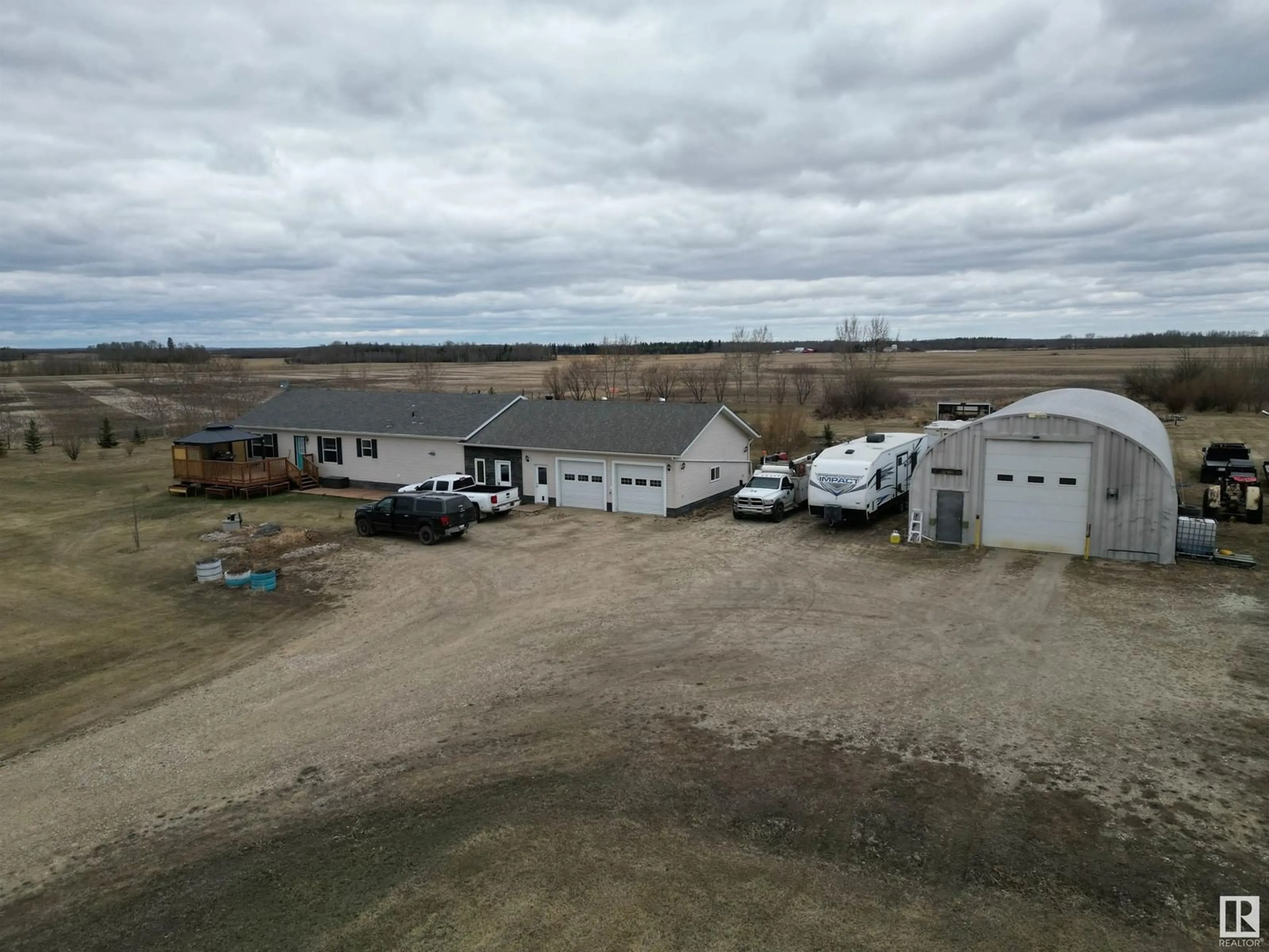 A pic from outside/outdoor area/front of a property/back of a property/a pic from drone, building for 5228 TWP RD 564, Rural Lac Ste. Anne County Alberta T0E0J0