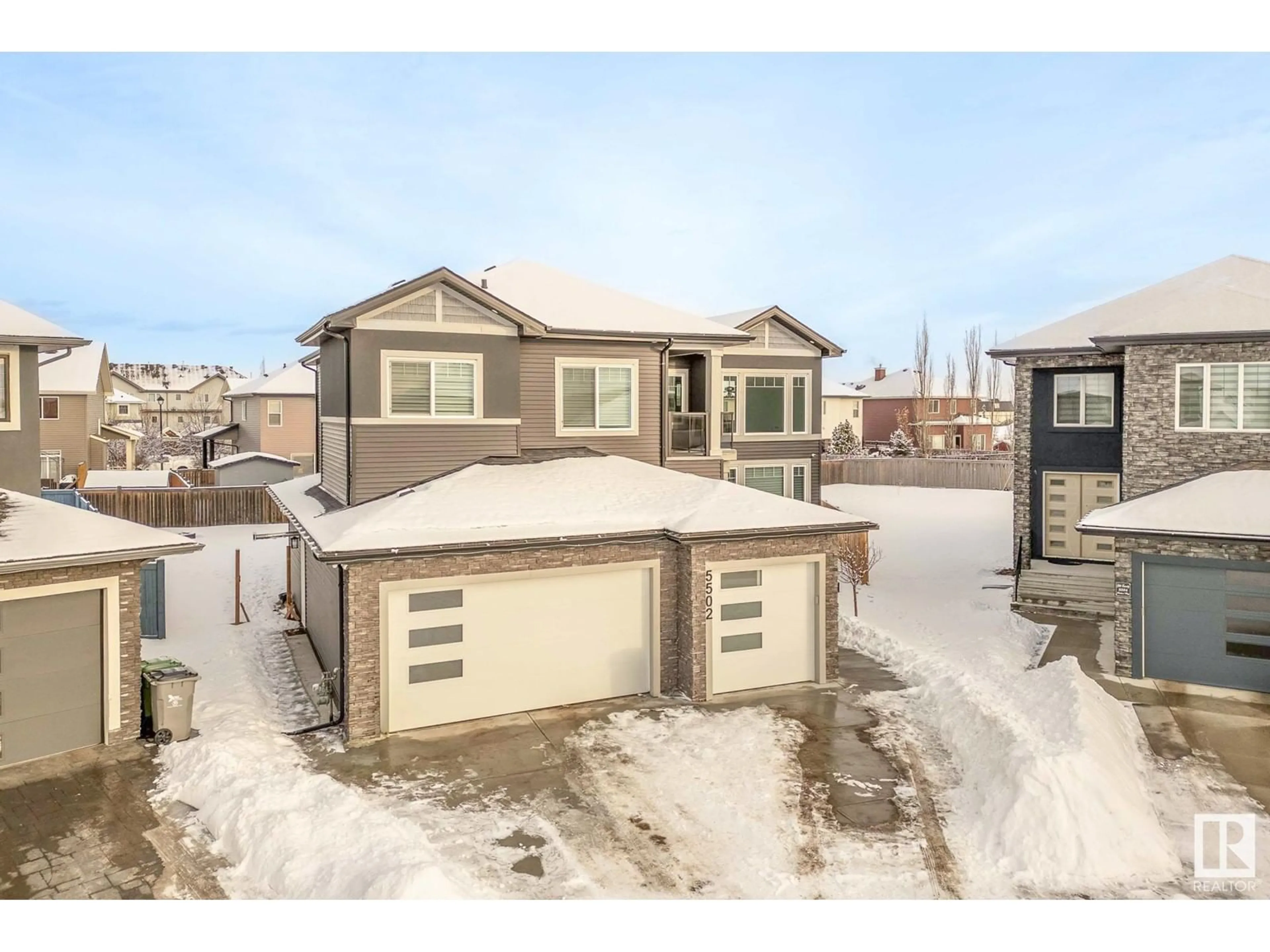 A pic from outside/outdoor area/front of a property/back of a property/a pic from drone, street for 5502 POIRIER WY, Beaumont Alberta T4X2B4