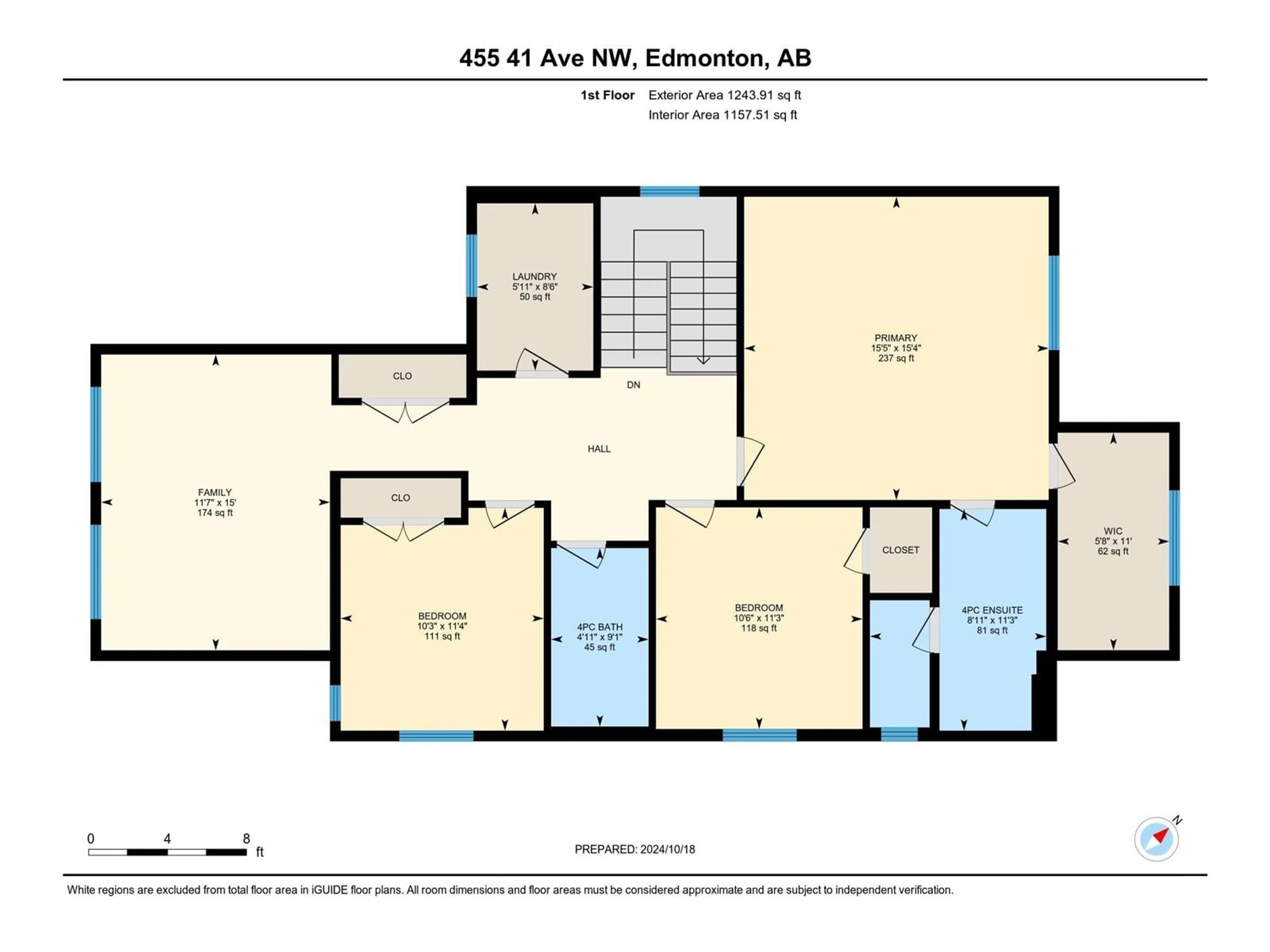 Floor plan for 455 41 AV NW, Edmonton Alberta T6T2G2