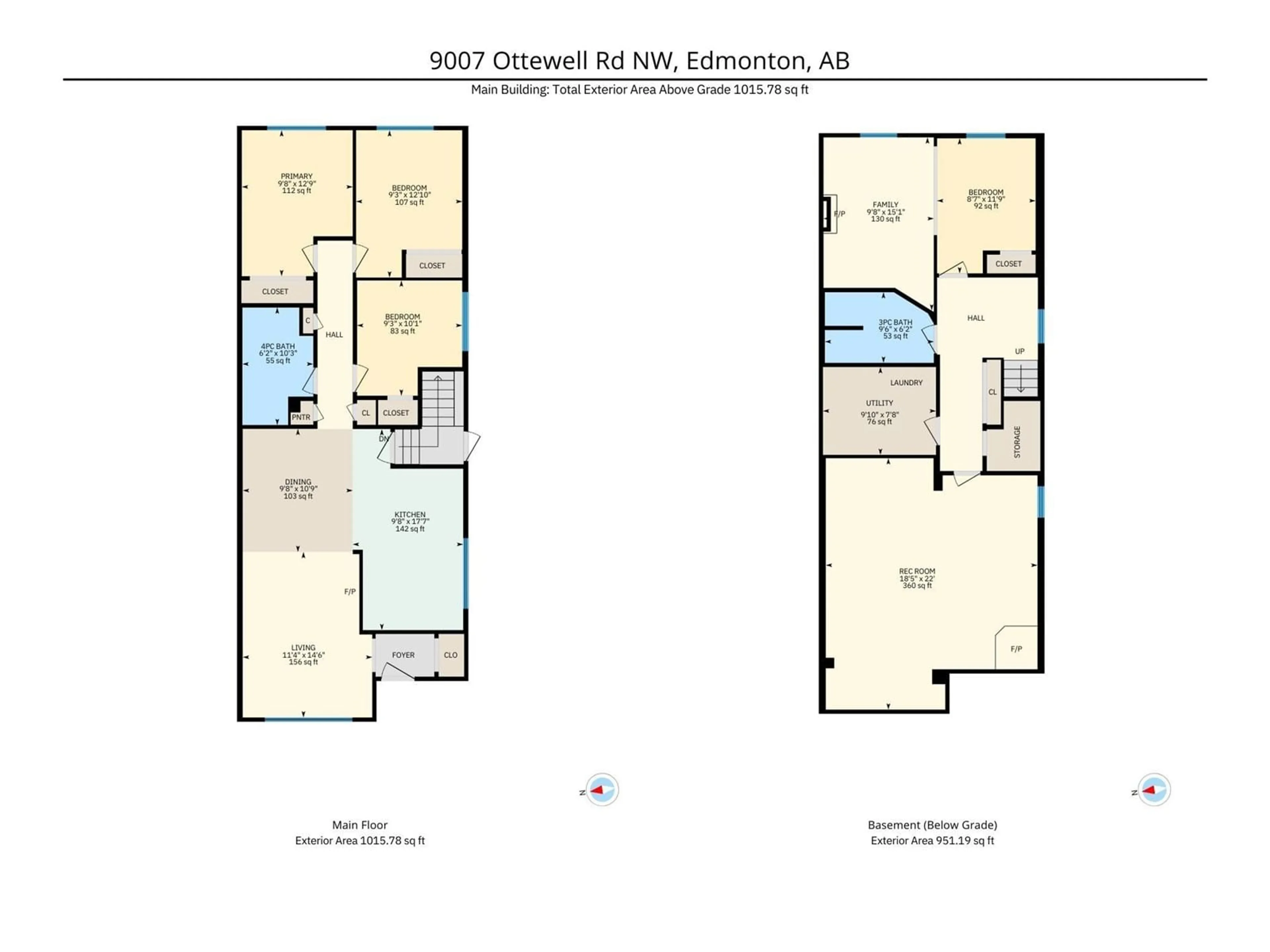 Floor plan for 9007 OTTEWELL RD NW, Edmonton Alberta T6R2C6