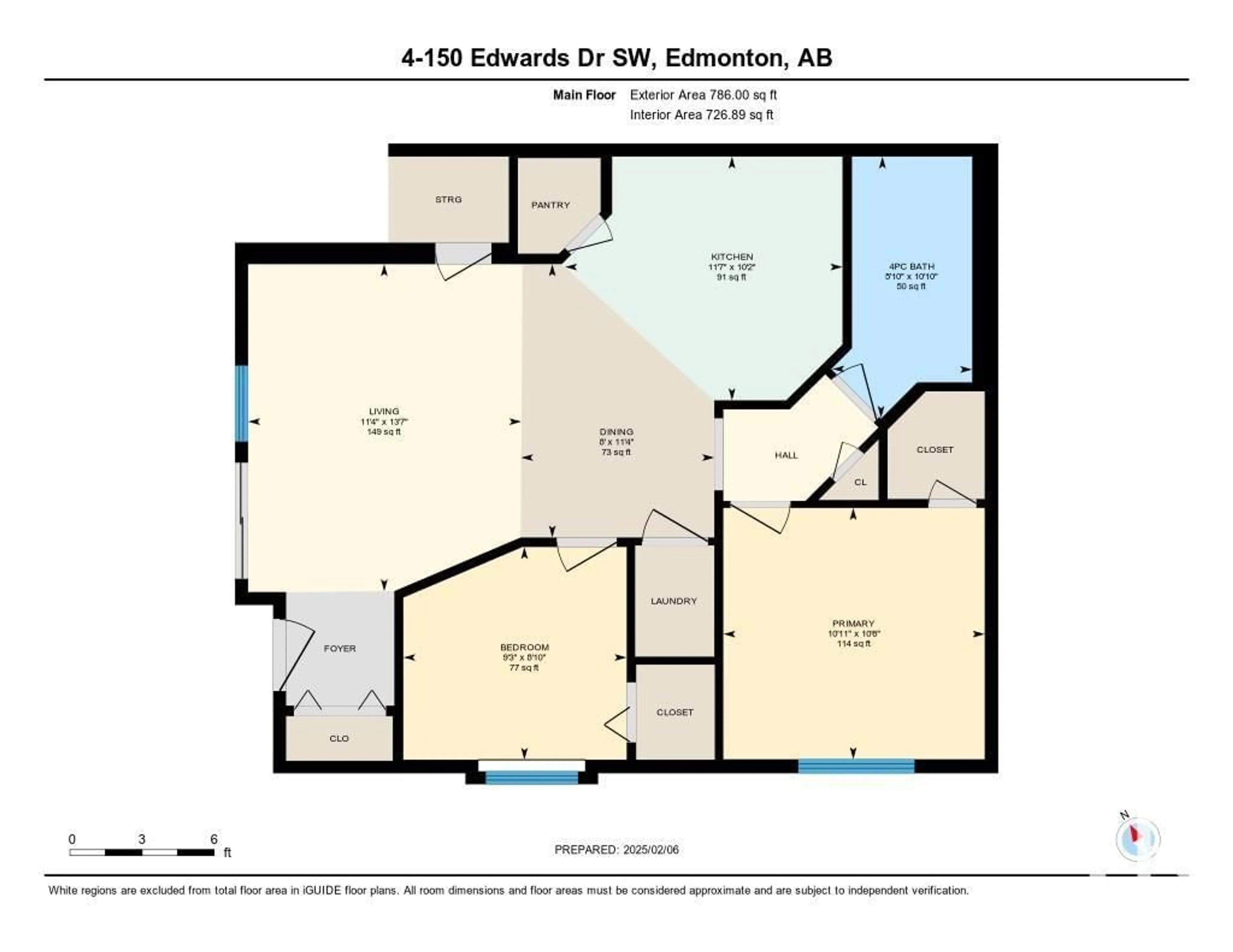 Floor plan for #4 150 EDWARDS DR SW, Edmonton Alberta T6X1M4