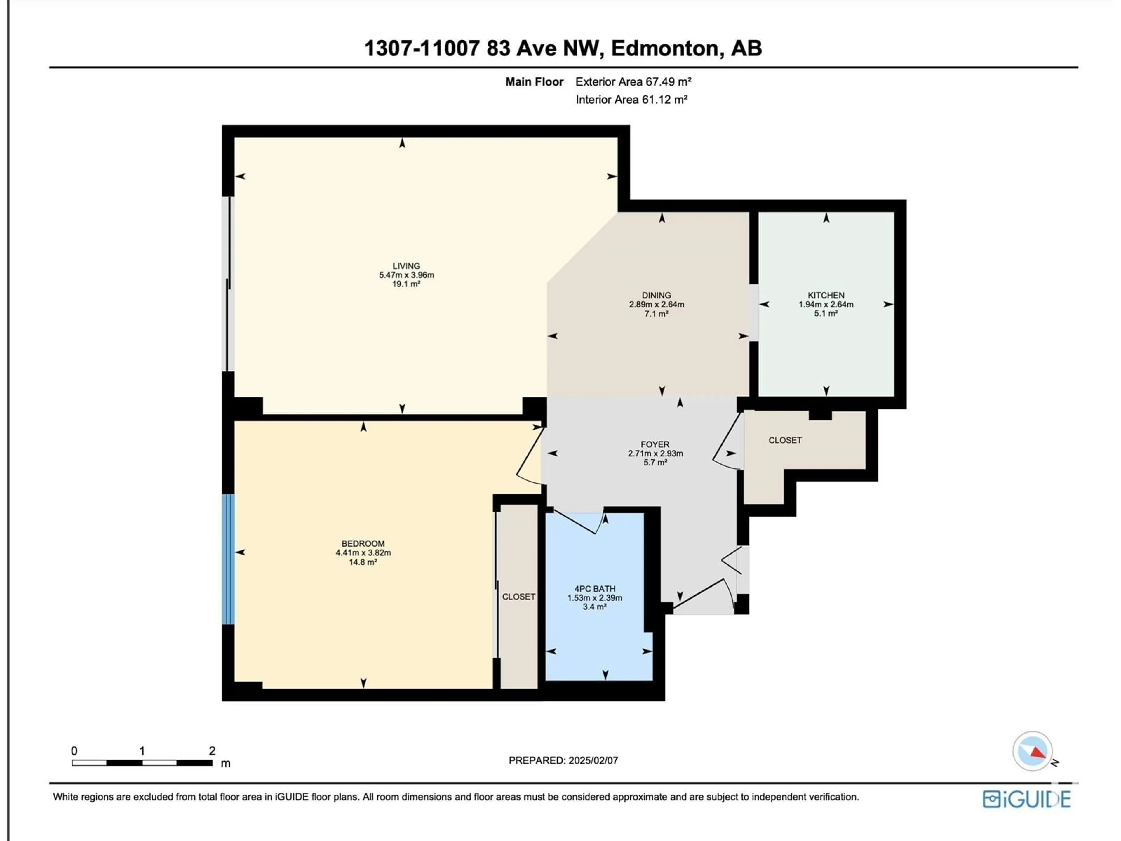 Floor plan for #1307 11007 83 AV NW, Edmonton Alberta T6G0T9