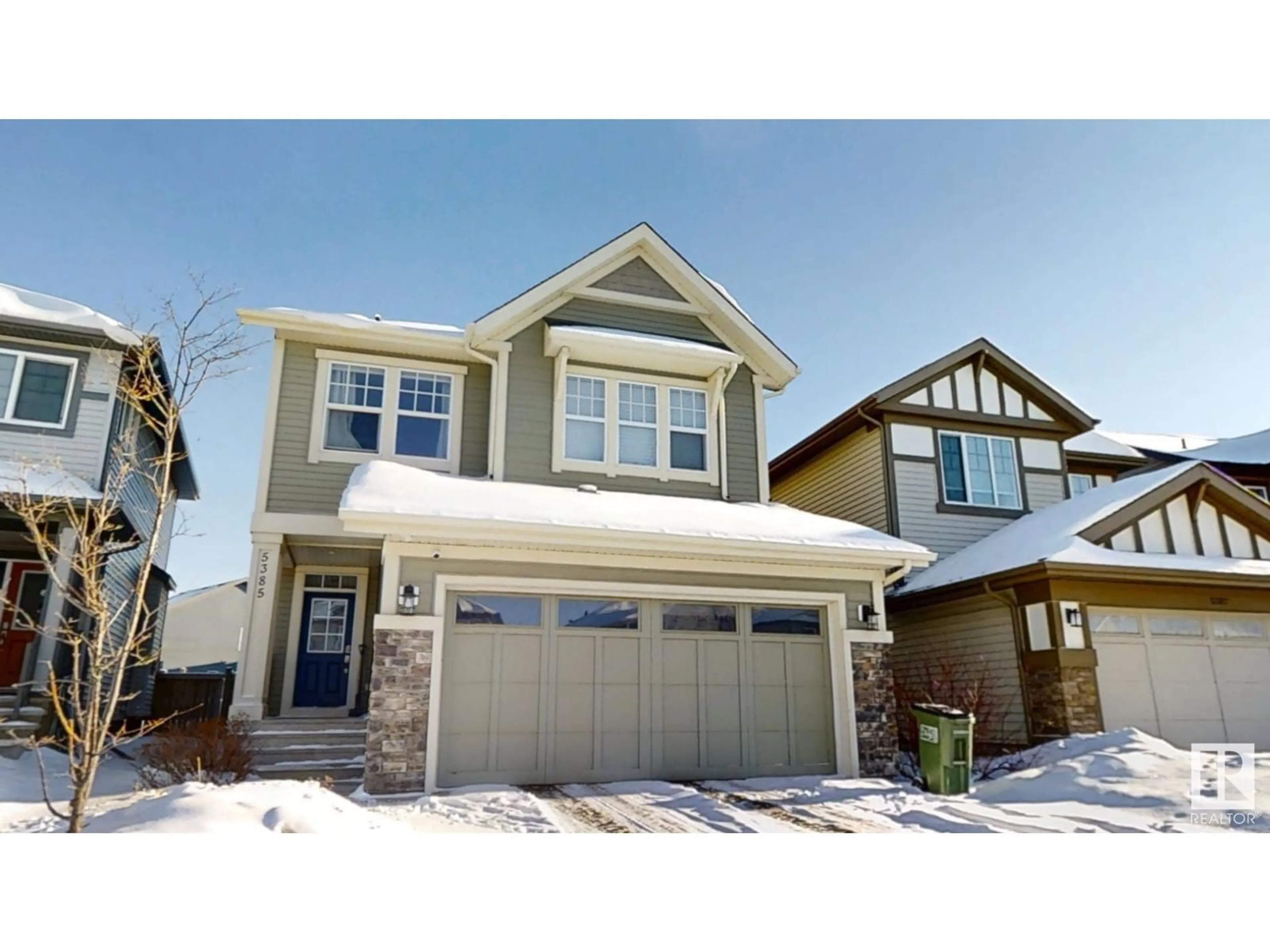 Home with vinyl exterior material, street for 5385 SCHONSEE DR NW, Edmonton Alberta T5Z0H1